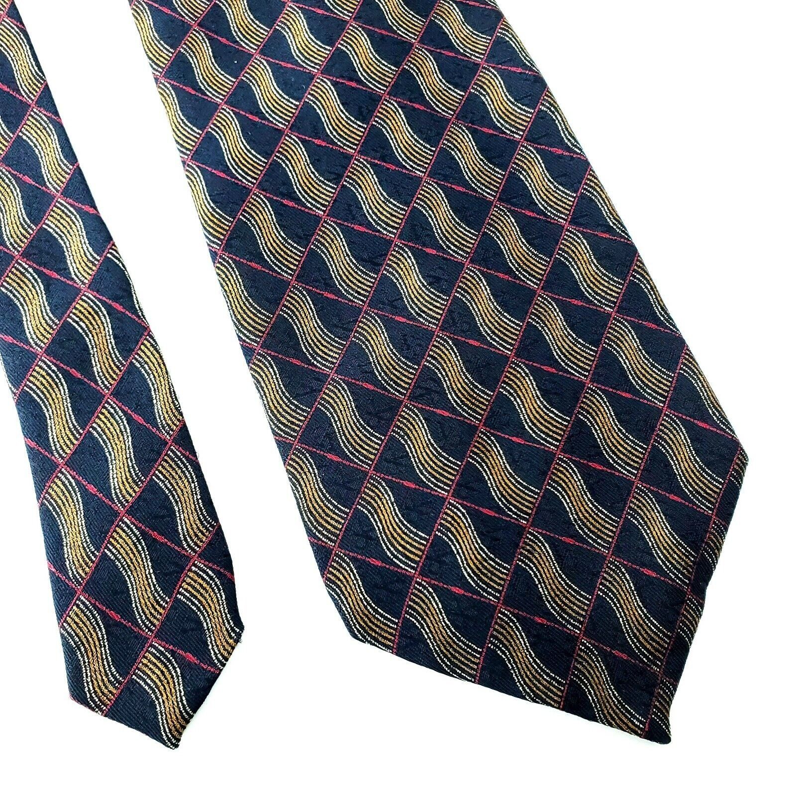 Calvin Klein Calvin Klein Silk Tie Black Geometric Abstract Short Wide Pr Size ONE SIZE - 1 Thumbnail