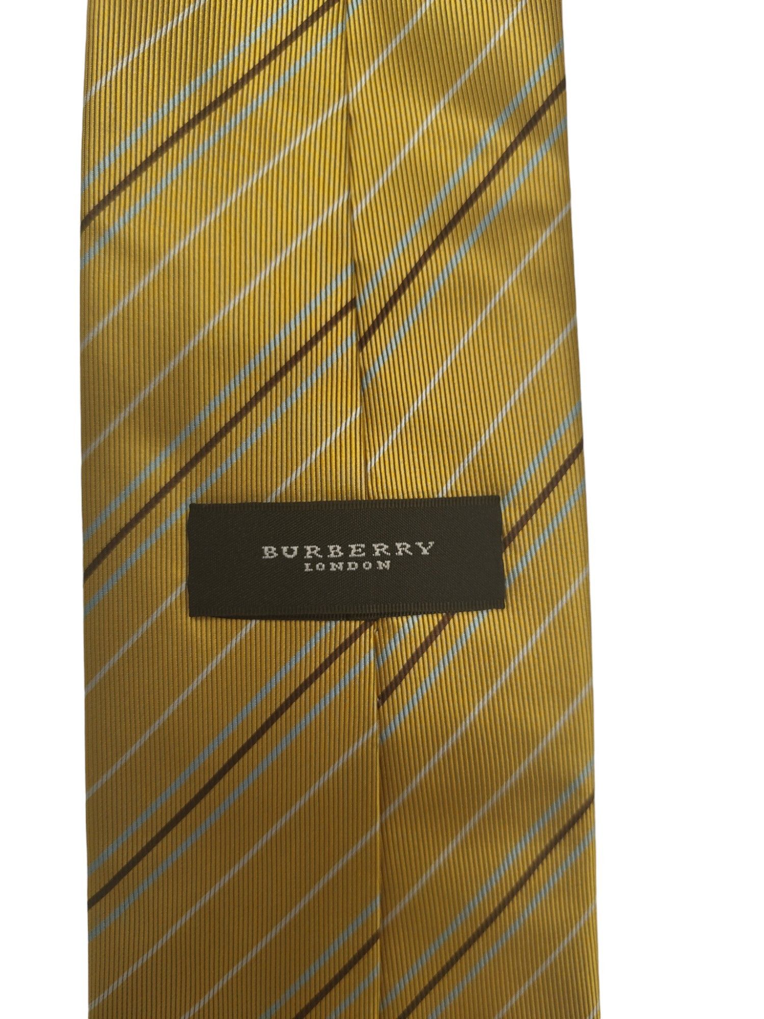 Burberry Mustard Striped Tie Size ONE SIZE - 4 Thumbnail