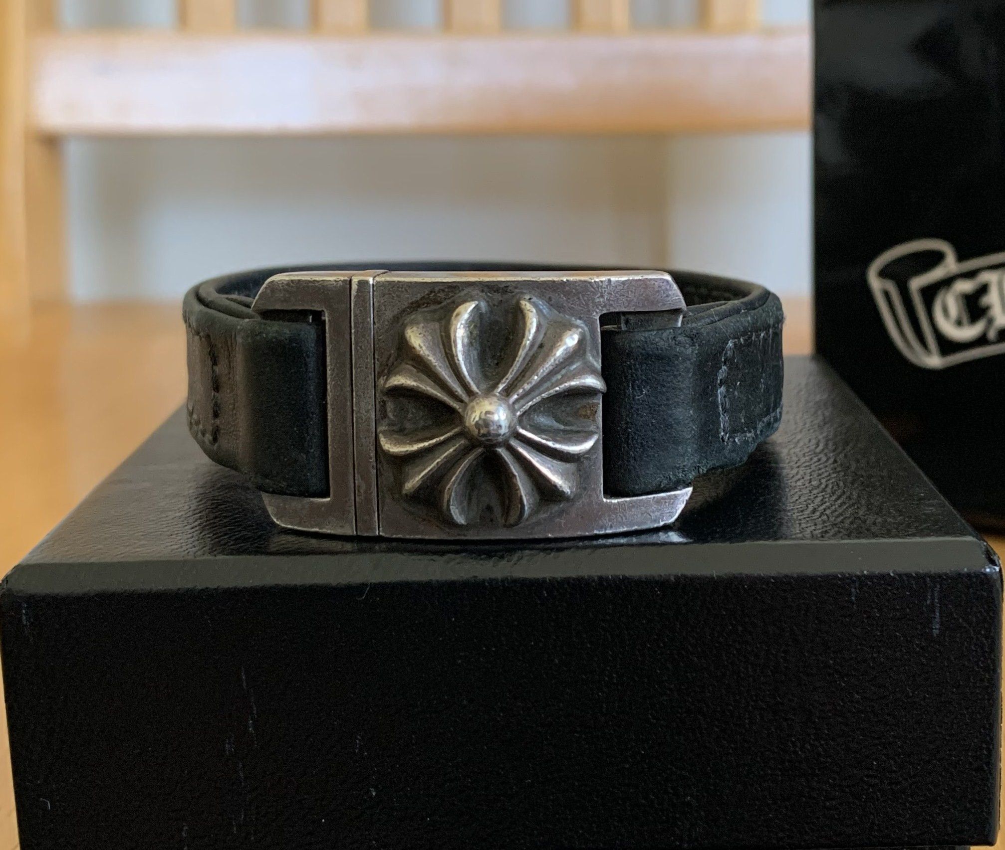 Chrome Hearts Chrome Hearts Leather Silver Cross Bracelet Size ONE SIZE - 2 Thumbnail