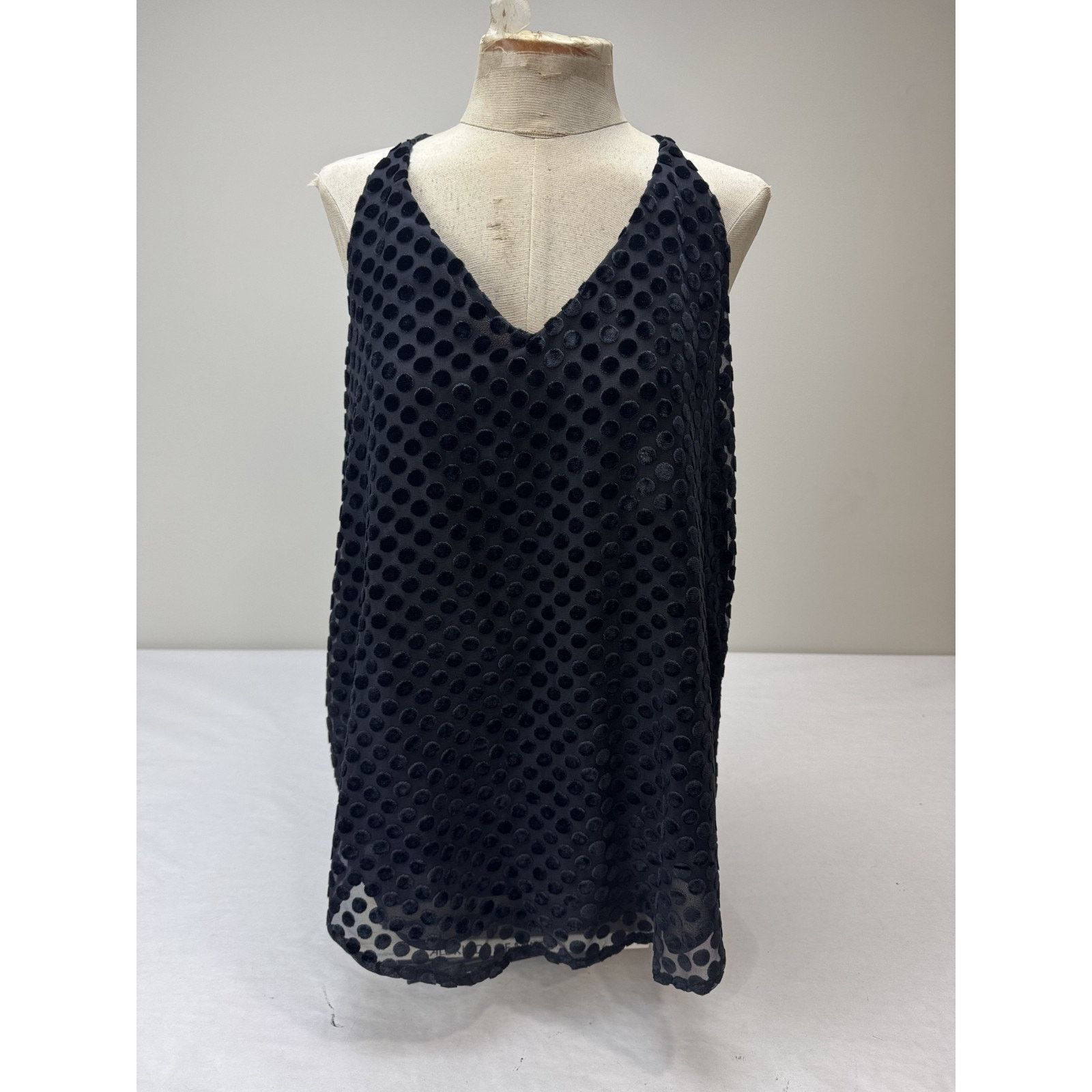 Ann Taylor Ann Taylor Loft Velvet Polka Dot Top Sheer Lined Tank XS Size XS / US 0-2 / IT 36-38 - 1 Thumbnail