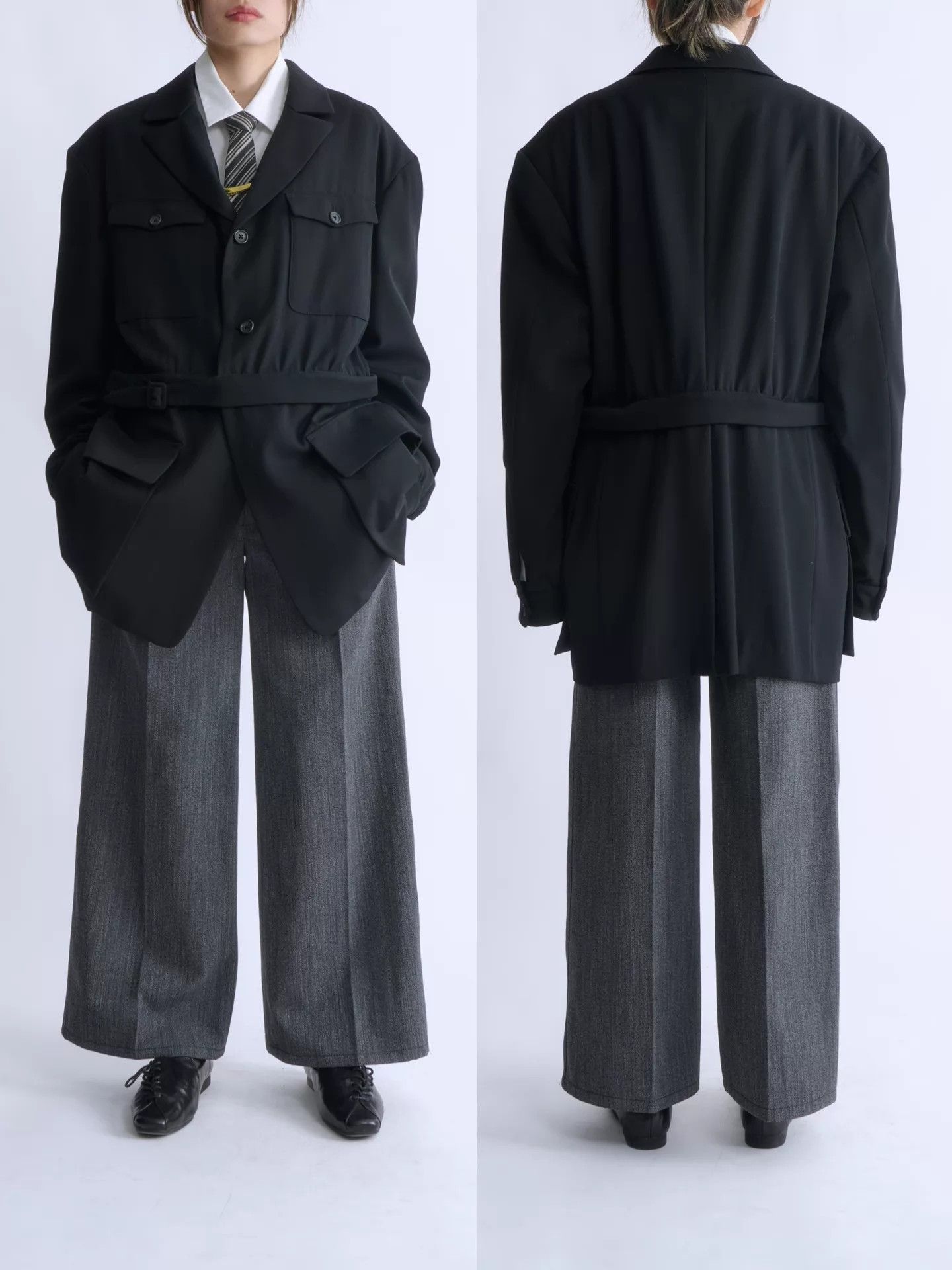 Yohji Yamamoto Yohji Yamamoto 80s pour homme 2-Way Belted Wool Jacket M Size US M / EU 48-50 / 2 - 3 Thumbnail