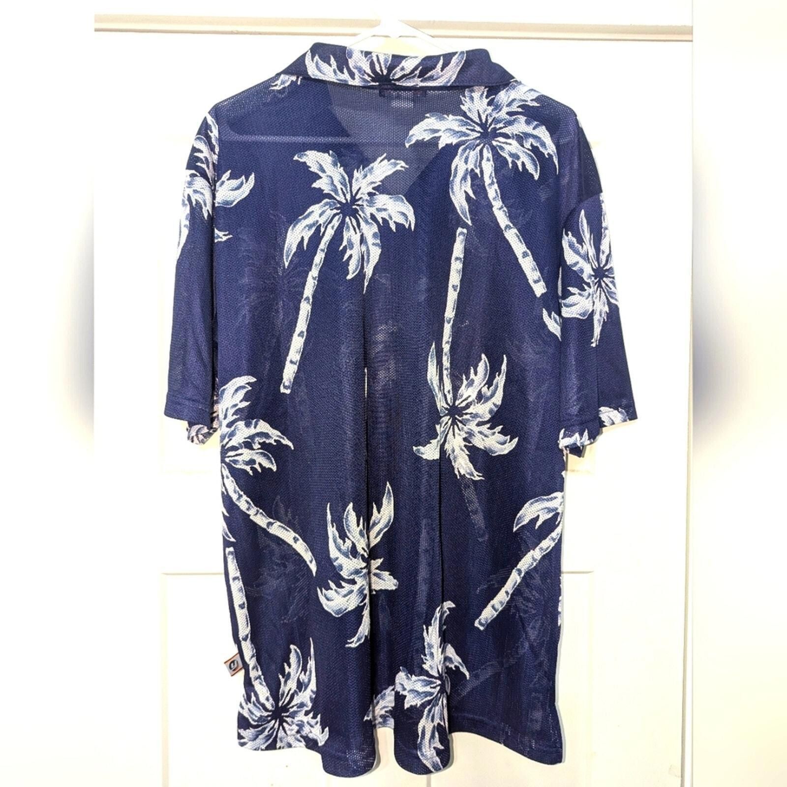 Designer ymla Jersey Style Button Down Size XL Blue Gray Palm Trees Size US XL / EU 56 / 4 - 6 Thumbnail
