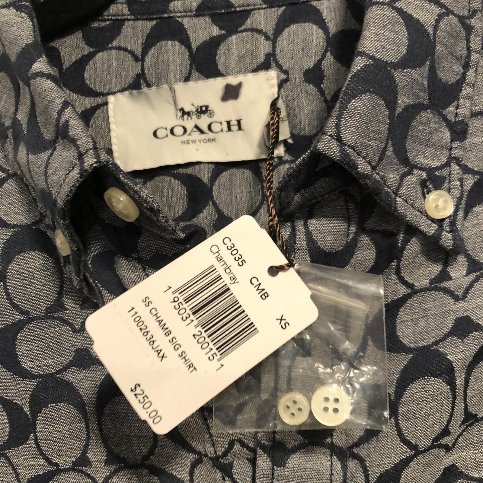 Coach Coach Mens Signature Logo Chambray C3035 Shirt Blue XS NWT Size US XS / EU 42 / 0 - 8 Thumbnail