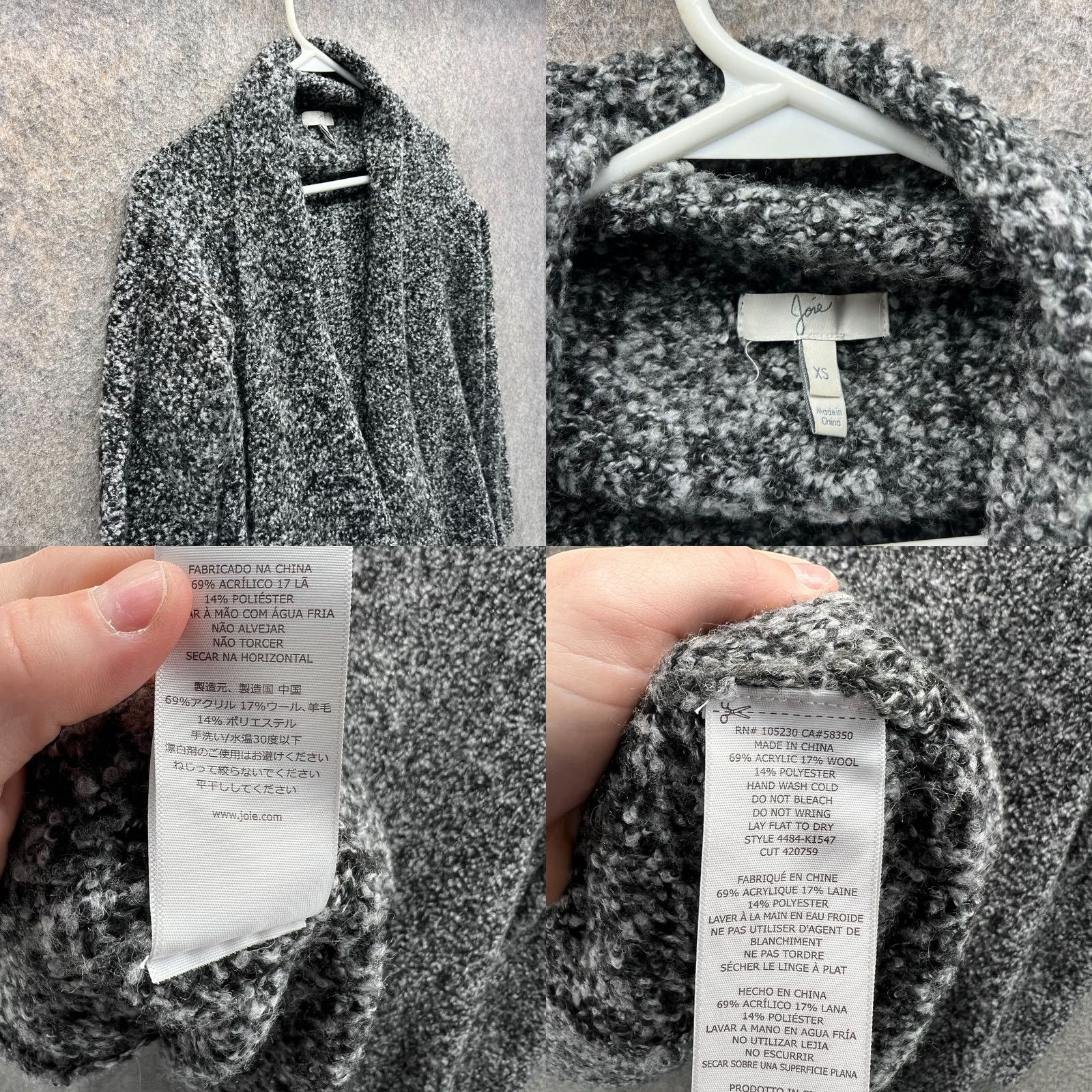 Joie VINTAGE Joie Sweater Cardigan Womens XS Grey Casual, Travel, Business, All Seasons, Regular Fit Mens/ Womens Size XS / US 0-2 / IT 36-38 - 8 Thumbnail