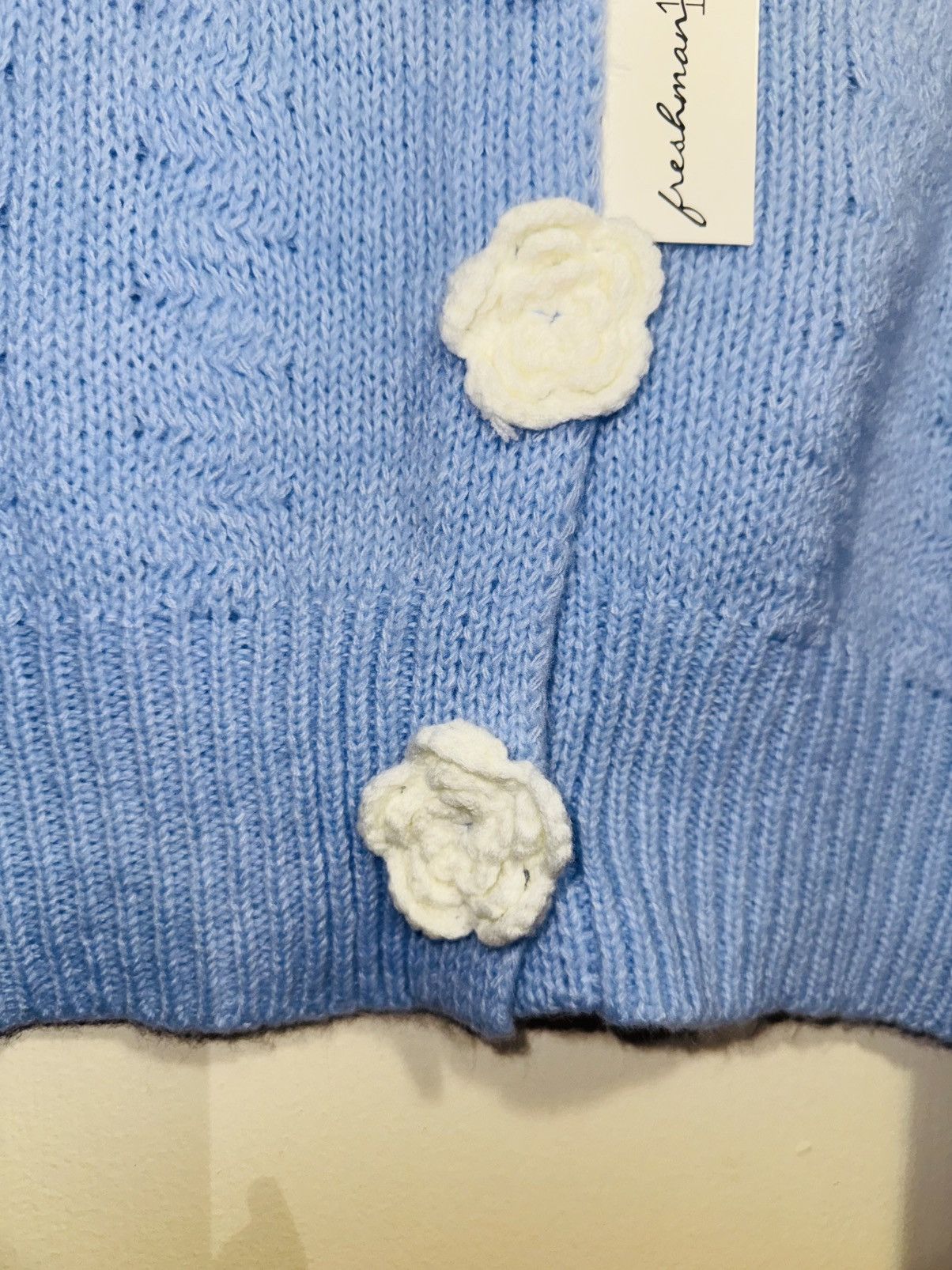 Vintage Floral women’s Cardigan blue with white flowers size M Size M / US 6-8 / IT 42-44 - 3 Thumbnail