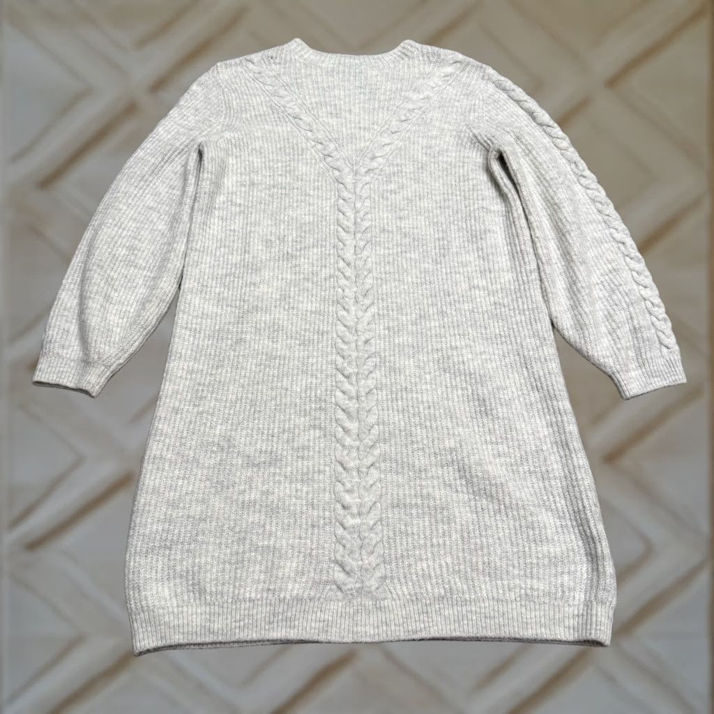 banana republic cable knit sweater dress Banana Republic Women Medium Gray Balloon Sleeve Dress size-UK 12