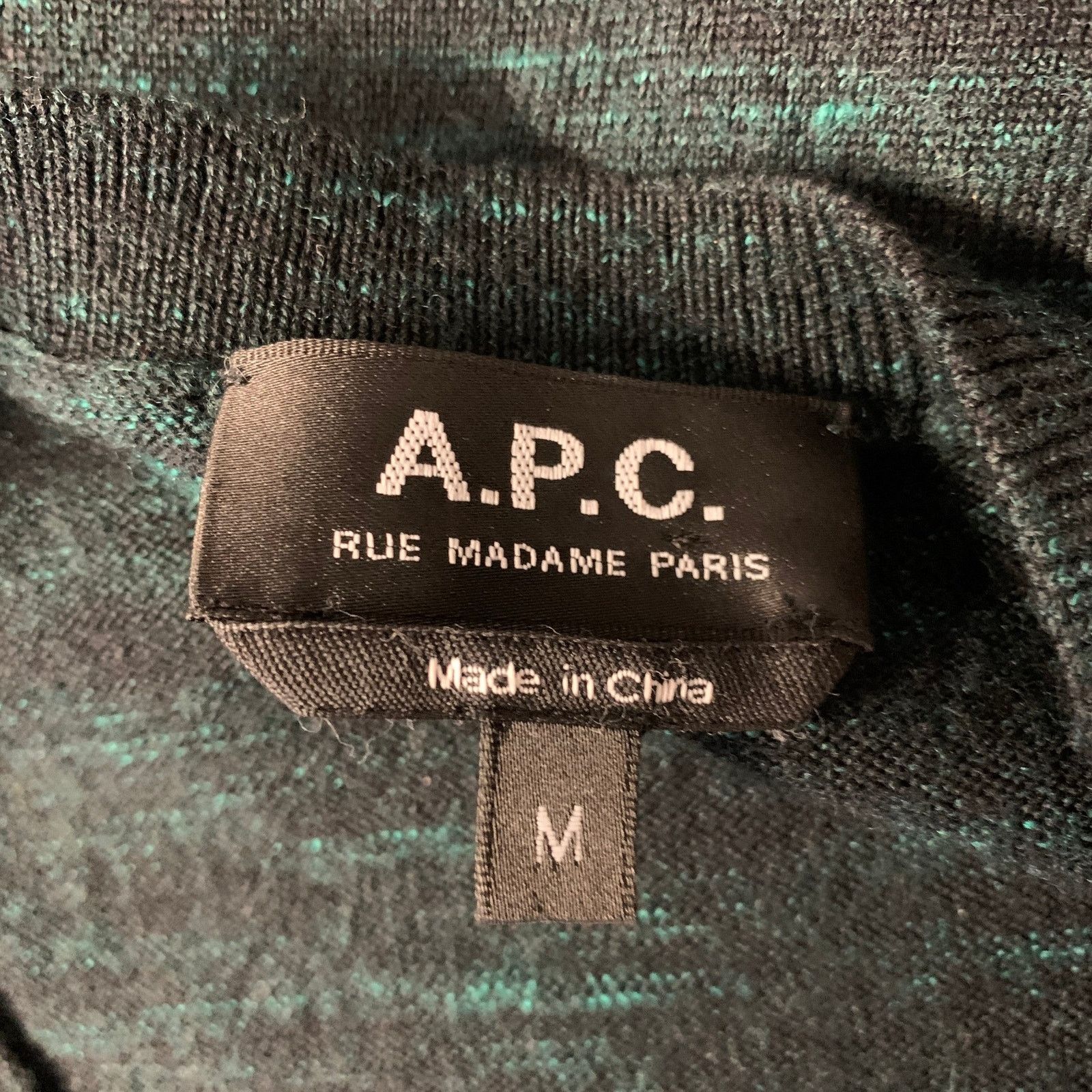 A.P.C. A.P.C. Size M Green Black Melange Wool Ribbed Pullover Size US M / EU 48-50 / 2 - 5 Thumbnail