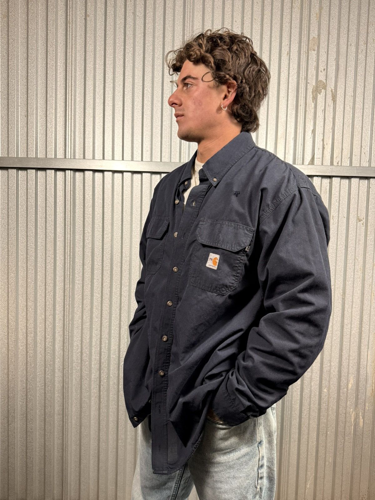Carhartt Carhartt Fr Navy Western Work Wear Button Up Shirt Size US XL / EU 56 / 4 - 2 Thumbnail