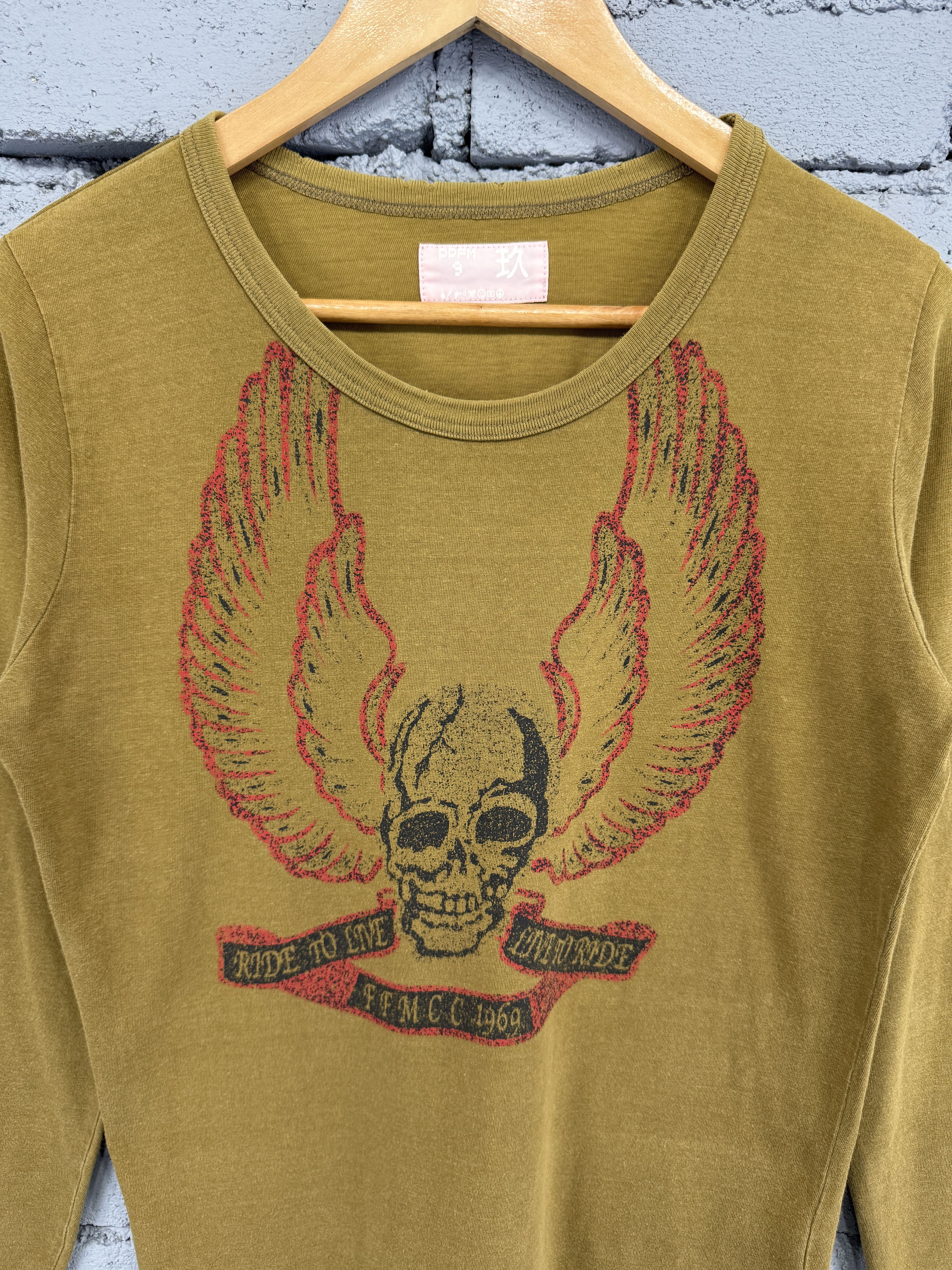PPFM Rare Vintage Japanese Brand PPFM Skull Bones Sunfaded Tshirt Size US S / EU 44-46 / 1 - 3 Thumbnail
