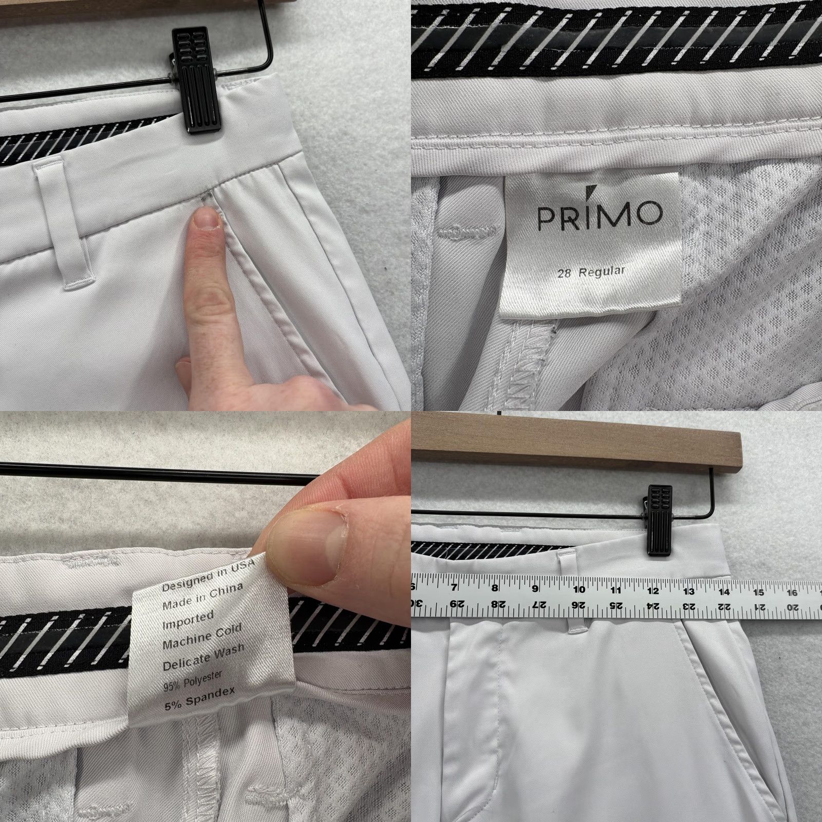 Vintage Primo Golf Pants Mens 28 Regular White Stretch Tapered Ankle Zip Jogger Golf Pants Slim Front Flat Front Pockets Zipper Accents Casual Mens Size US 28 / EU 44 - 8 Thumbnail