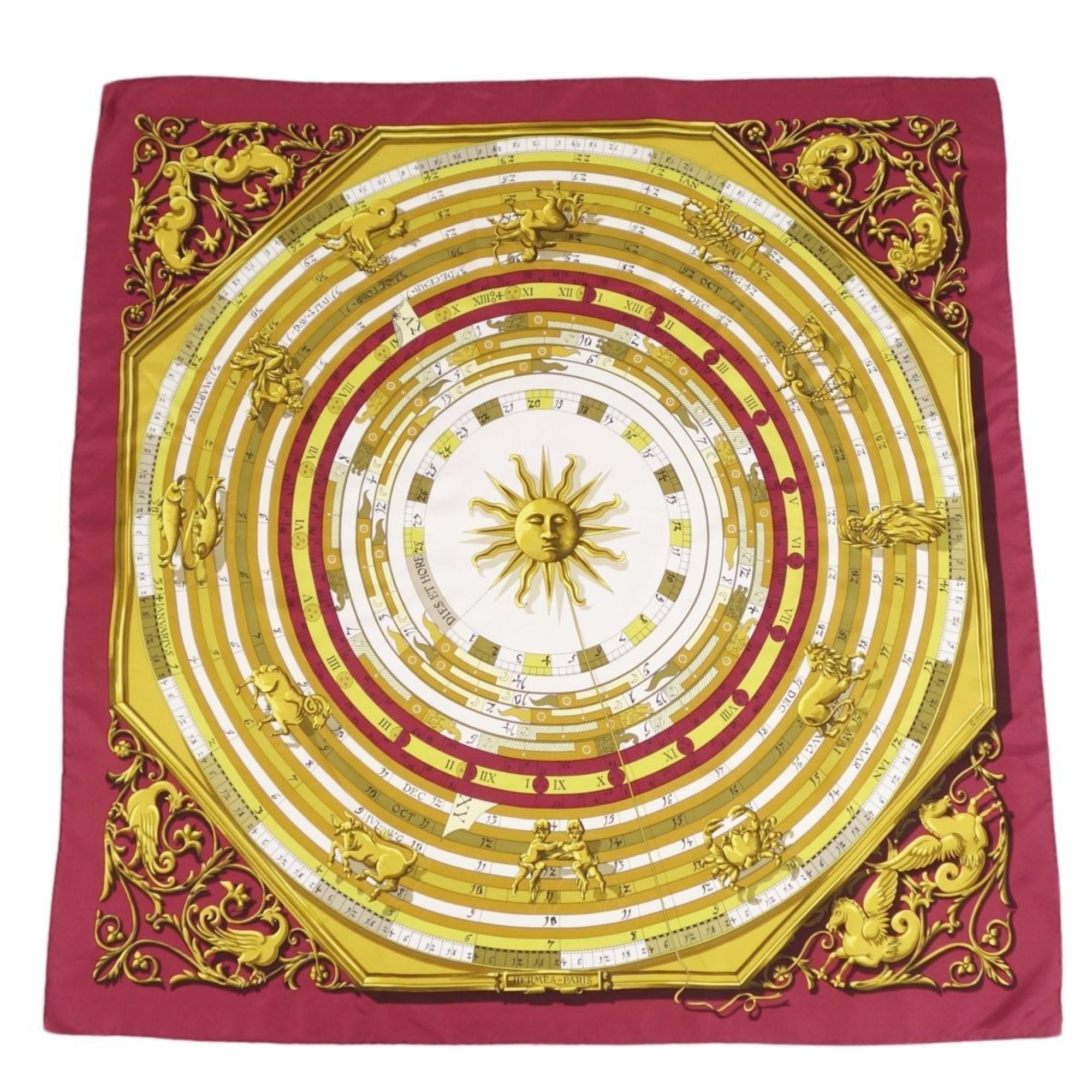 image of Hermes Scarf Muffler Kare90 Dies Et Hore Astrology 100% Silk Ladies Multicolor in Black, Women's