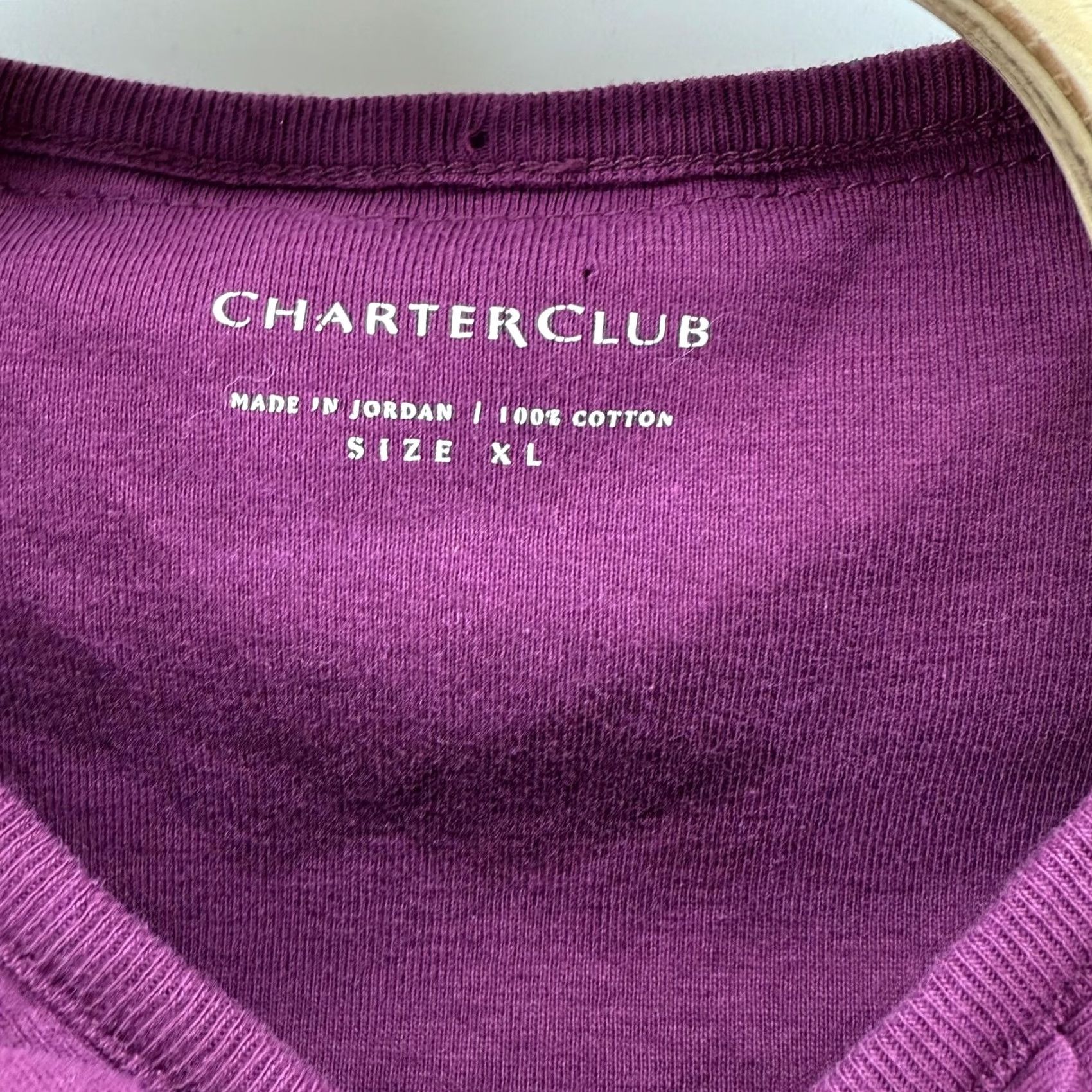 Charter Club Charter Club Shirt Womens XL Purple Ruffle Neck 3/4 Sleeve 100% Cotton Blouse Size XL / US 12-14 / IT 48-50 - 3 Thumbnail