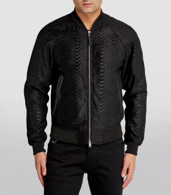 Tom Ford o1w1db10824 Lurex Wave Bomber Jacket in Black Size US XL / EU 56 / 4 - 4 Thumbnail