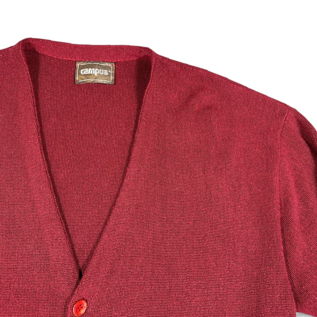 Vintage VINTAGE Campus Cardigan Sweater Men's XL Red Ribbed Pockets 70s Grunge USA College Knit Crew Neck Long Sleeve Size US L / EU 52-54 / 3 - 2 Thumbnail