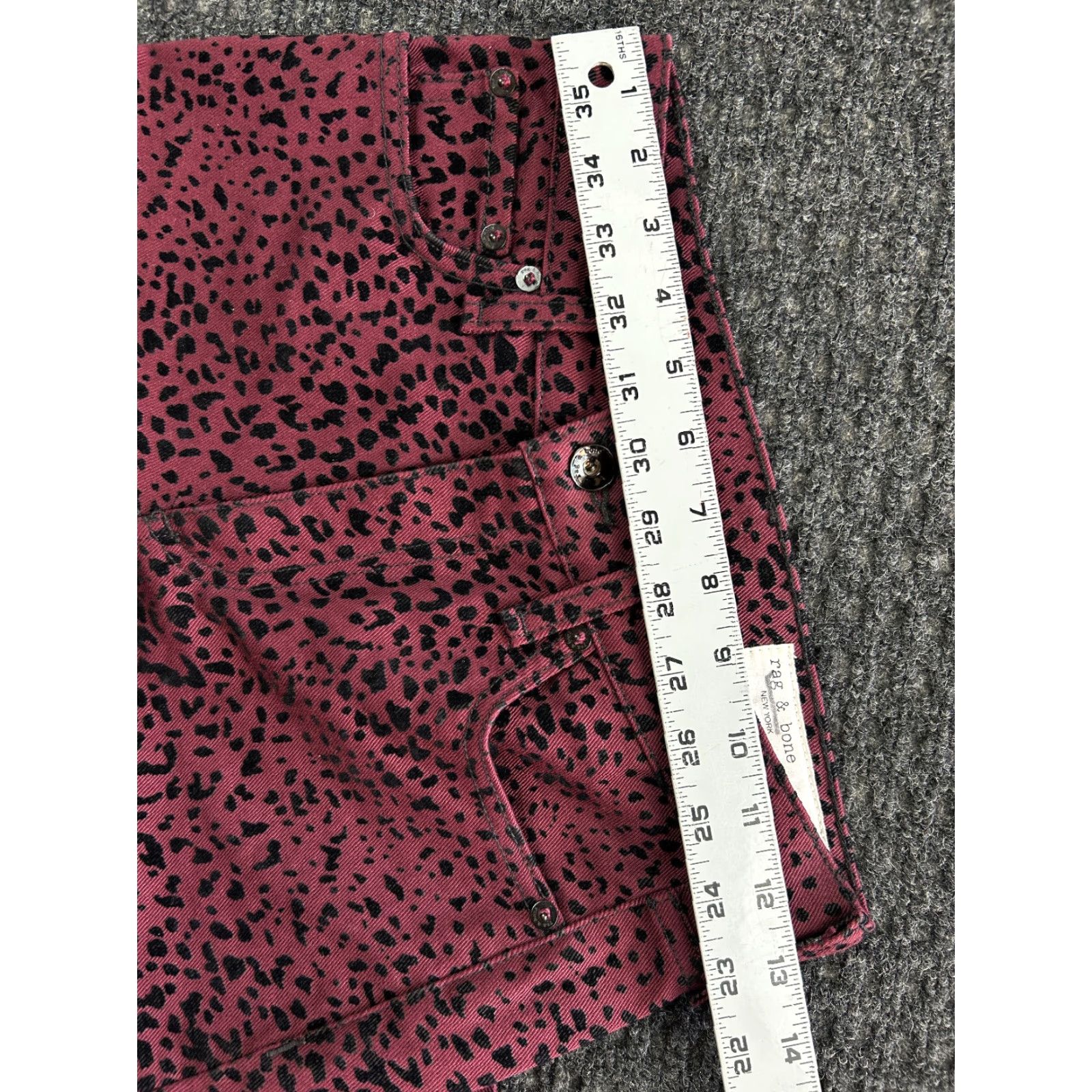 Rag & Bone VINTAGE Rag & Bone Burgundy Cheetah Hana Jeans Animal Leopard Print Flare 23 NEW Size 40" / US 18 - 7 Thumbnail
