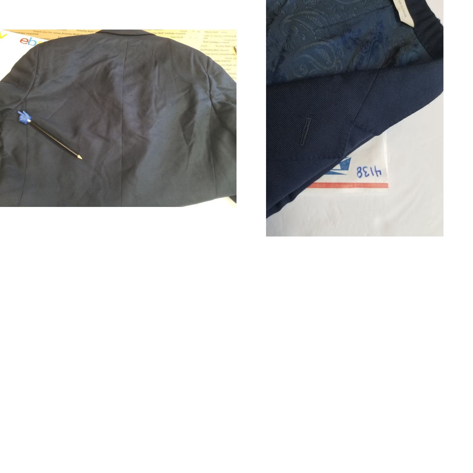Vintage Samuelsohn Blazer Jacket Men 46R Blue Cashmere Notch Lapel Single-Breasted 4-Button Double-Vented Regular Tailored Sport Coat Size 46R - 9 Thumbnail