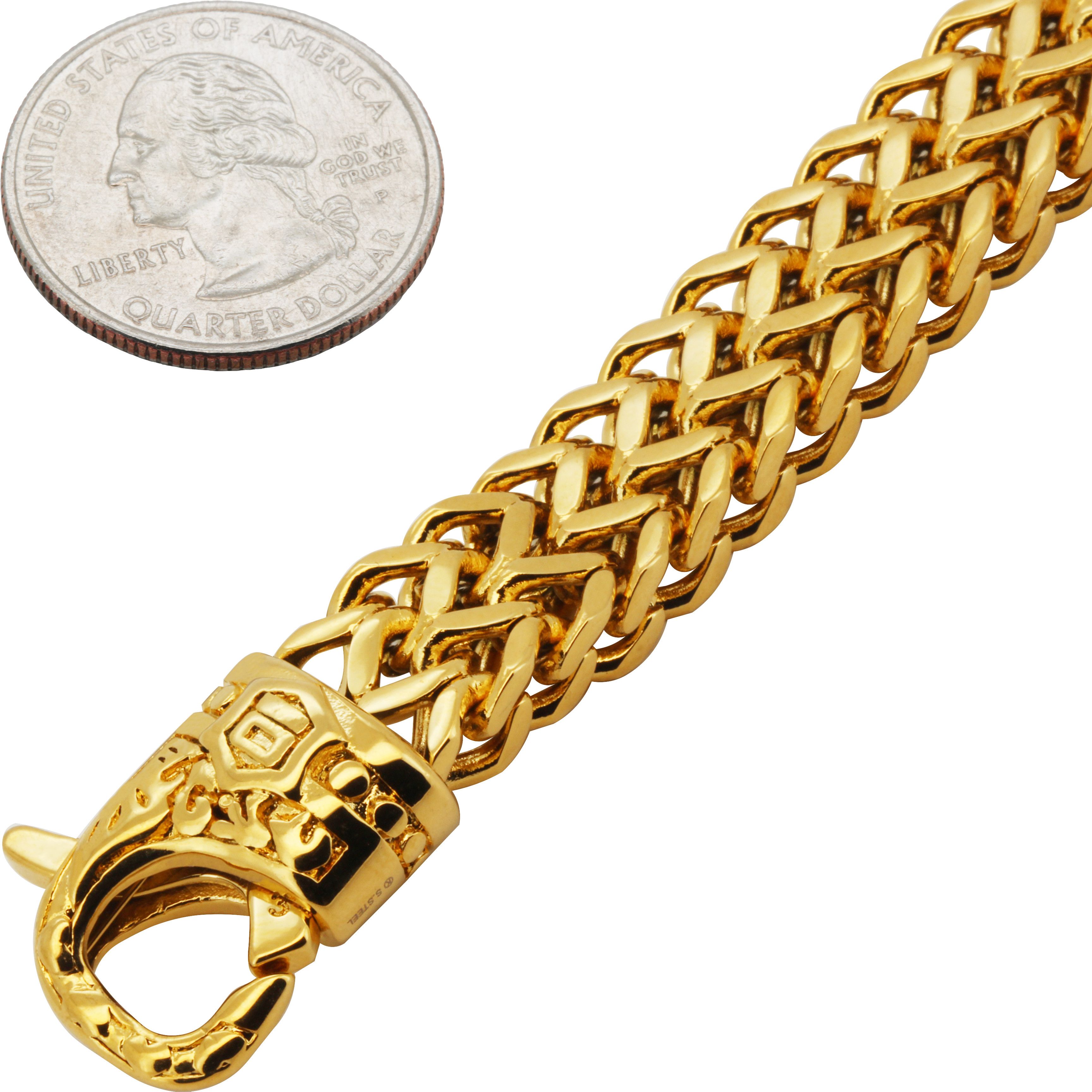 Other 316L SS 18k GP 12mm Double Row Franco Bracelet 8.5” Size ONE SIZE - 2 Thumbnail