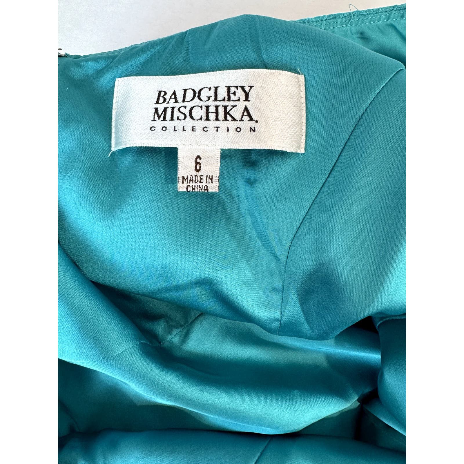 Badgley Mischka Badgley Mischka Teal Formal Dress Bow Silk Blend - Size 6 Size M / US 6-8 / IT 42-44 - 3 Thumbnail