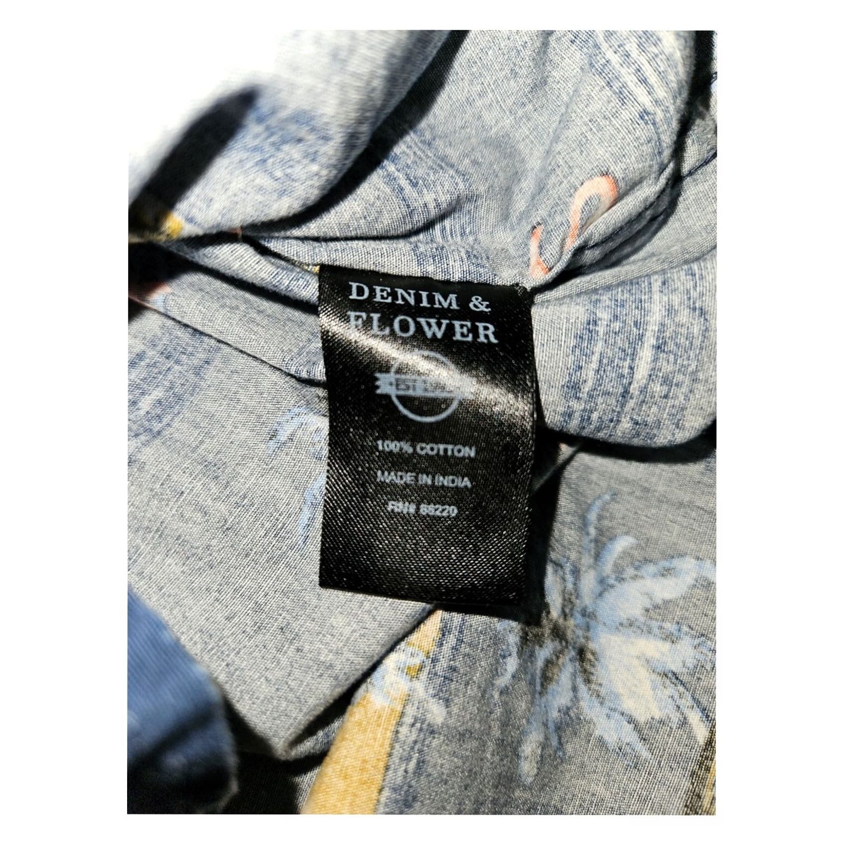 Denime VINTAGE Denim & Flower Button-Up Short Sleeve Men's XL Slim Fit Hawaii Vacation AOP Size US 36 / EU 52 - 6 Thumbnail