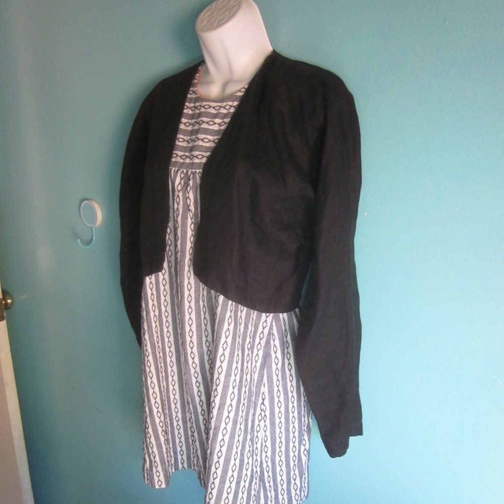 Other Liancarlo Designer Black Linen Shrug Jacket Size 6 Size S / US 4 / IT 40 - 8 Thumbnail