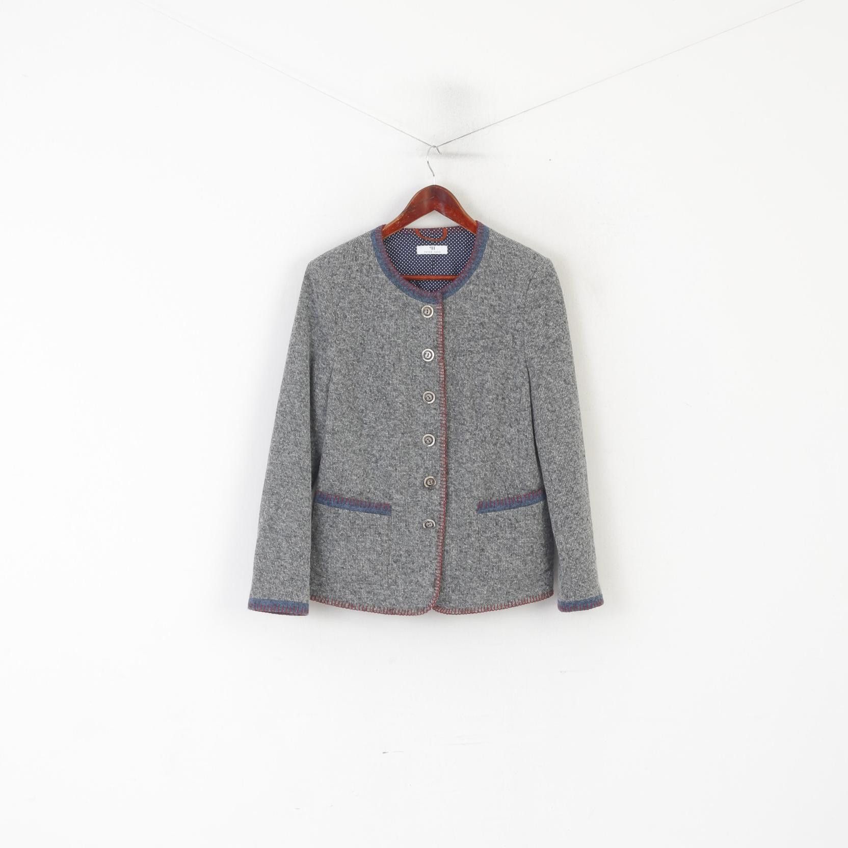 Vintage Peter Hahn Women 42 16 L Cardigan Gray Wool 6217 Size L / US 10 / IT 46 - 2 Thumbnail