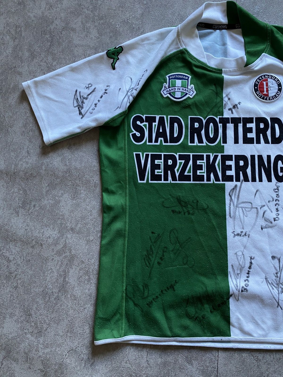 Vintage AUTOGRAPHED 2003/04 Feyenoord Rotterdam Away Jersey Kappa Size US S / EU 44-46 / 1 - 4 Thumbnail