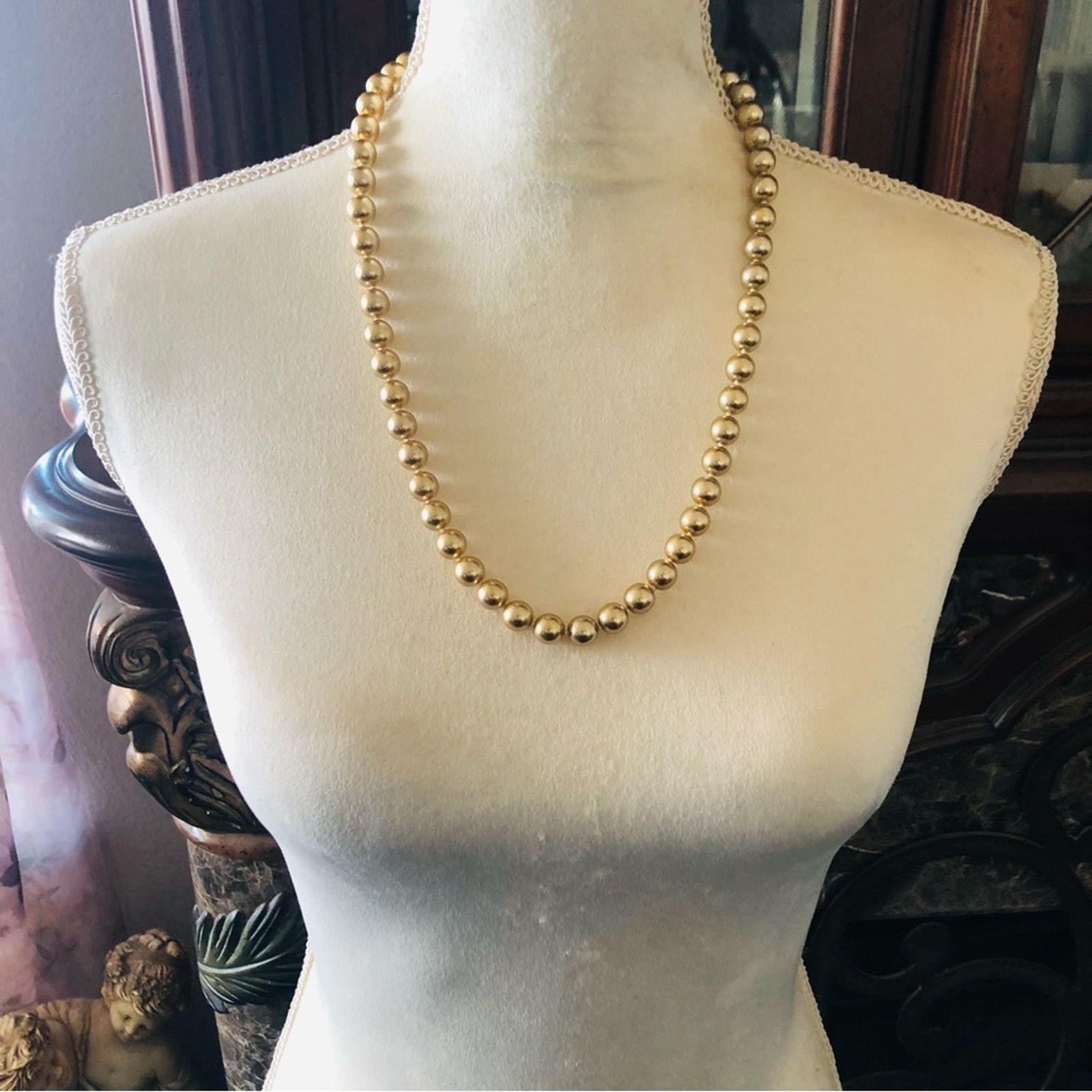 Vintage Vintage knotted gold glass pearl bead necklace Size ONE SIZE - 6 Thumbnail