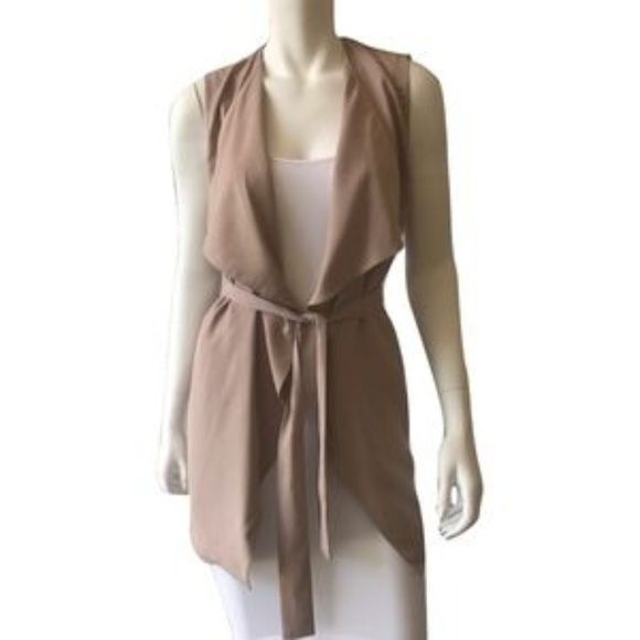 Other Artisan NY Taupe Sleeveless Wrap Vest With Tie Belt & Draped Size S / US 4 / IT 40 - 2 Thumbnail