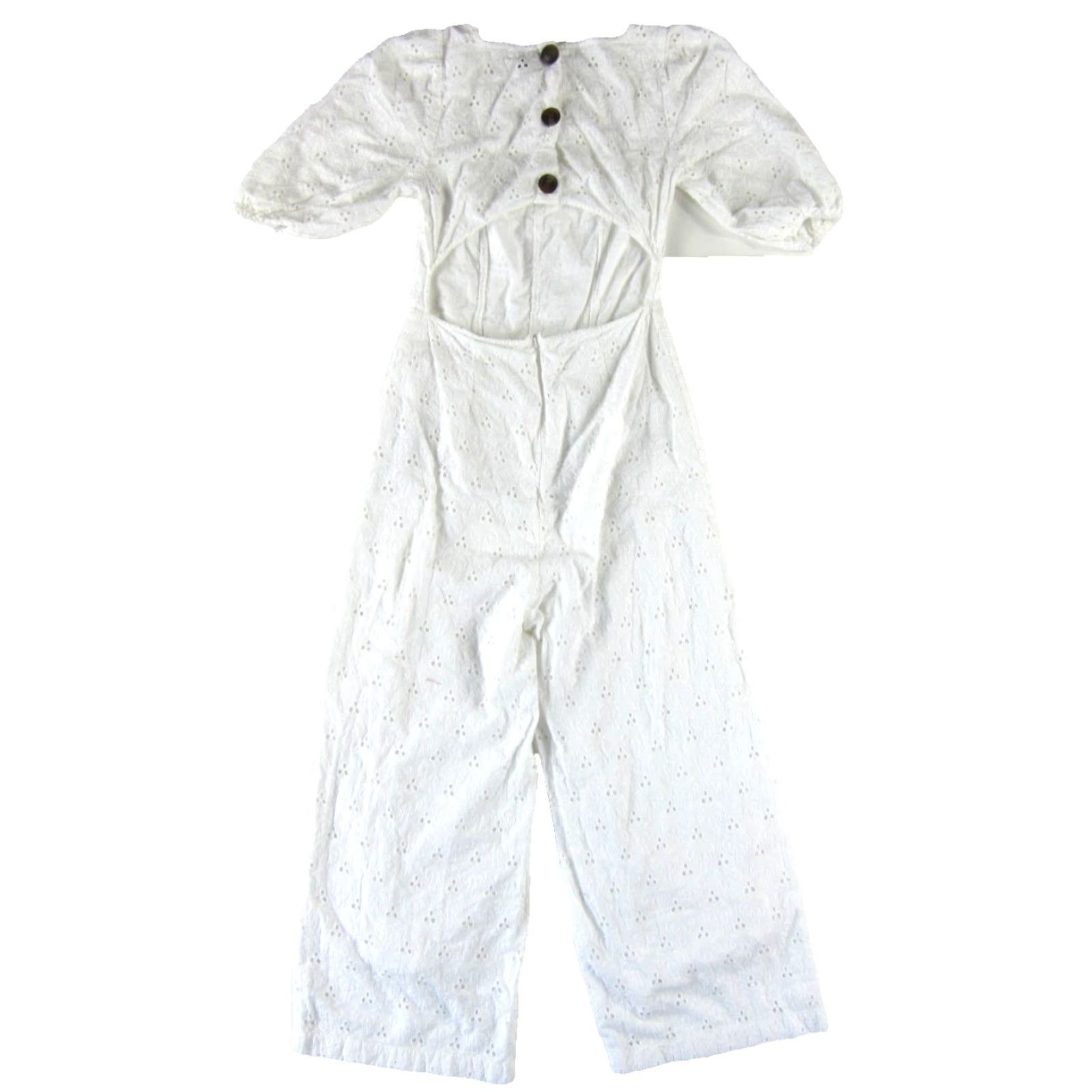 Asos ASOS 100% Cotton Embroidered White Palm Tree Open Back Jumper Romper Jumpsuit 6 Size M / US 6-8 / IT 42-44 - 2 Thumbnail