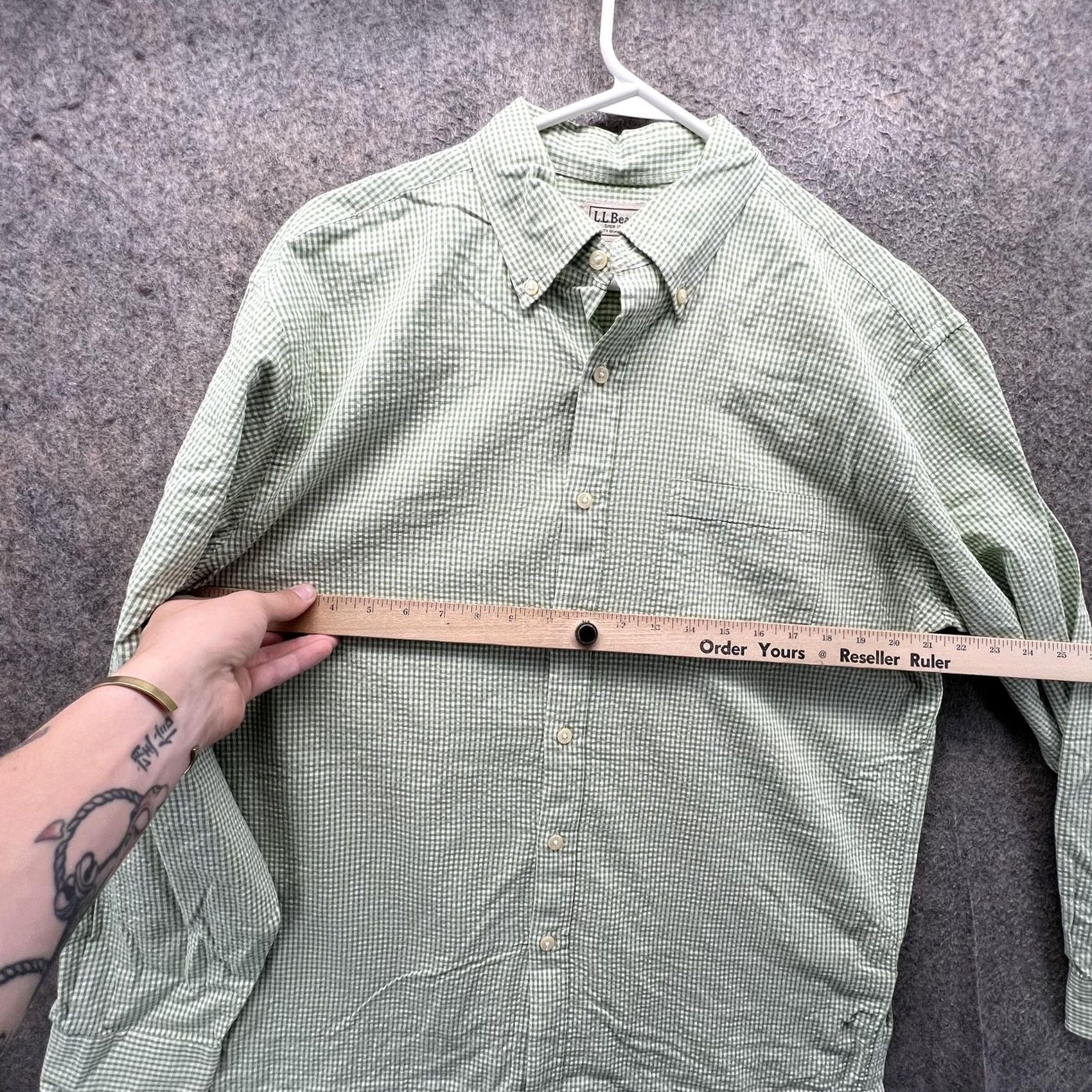 Vintage L.L. Bean Shirt Mens Medium Green Check Long Sleeve Button Front Casual Woven Size US M / EU 48-50 / 2 - 3 Thumbnail