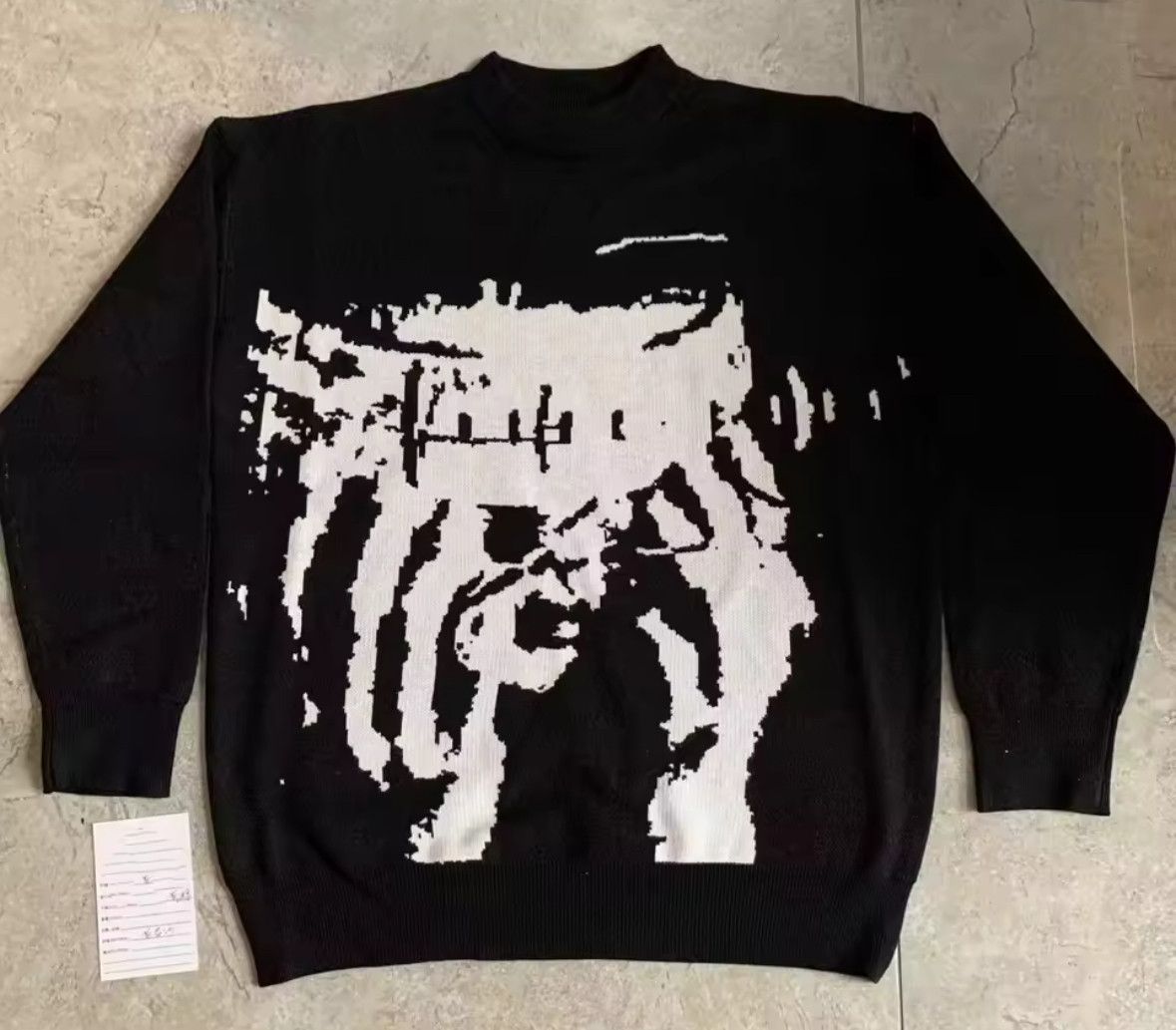 Other Retro Y2K Cover Eyes Face Jacquard Pullover Knit Sweater Size US M / EU 48-50 / 2 - 3 Thumbnail