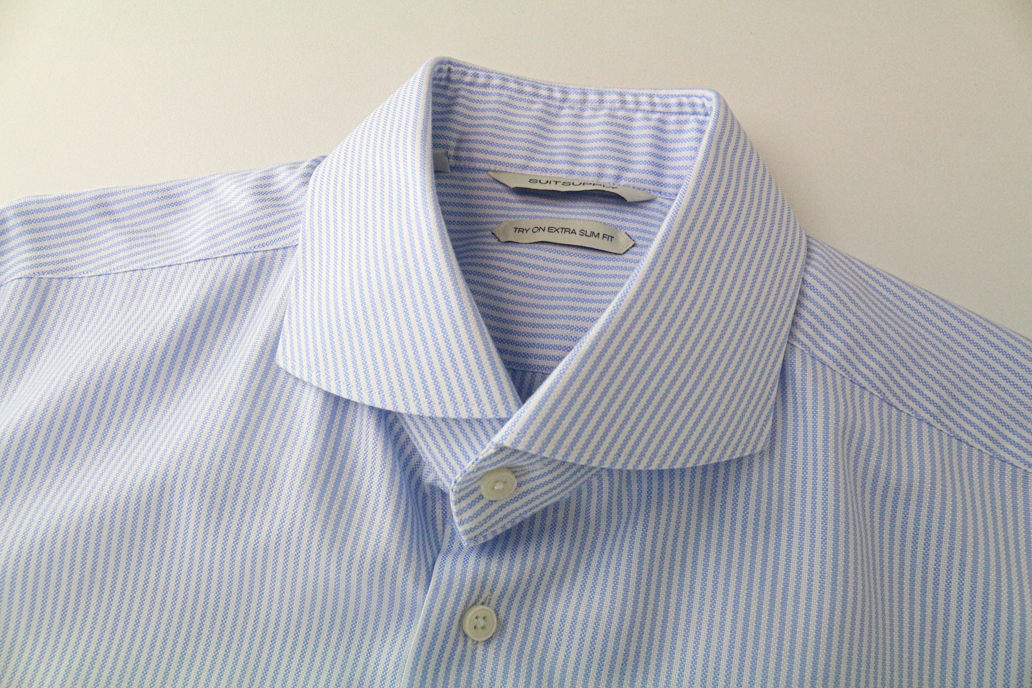 Suitsupply 41L/16L Extra Slim Blue Cotton Stripe Shirt 79183 Size 42L - 3 Thumbnail