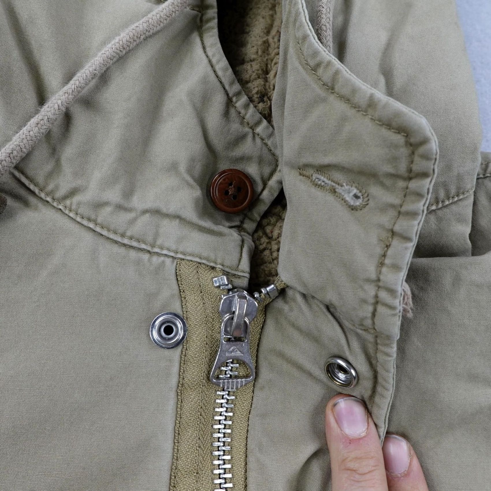 Quiksilver Quiksilver Jacket Mens Medium Beige Tan Sherpa Fleece Lined Parka Field Coat Size US M / EU 48-50 / 2 - 4 Thumbnail