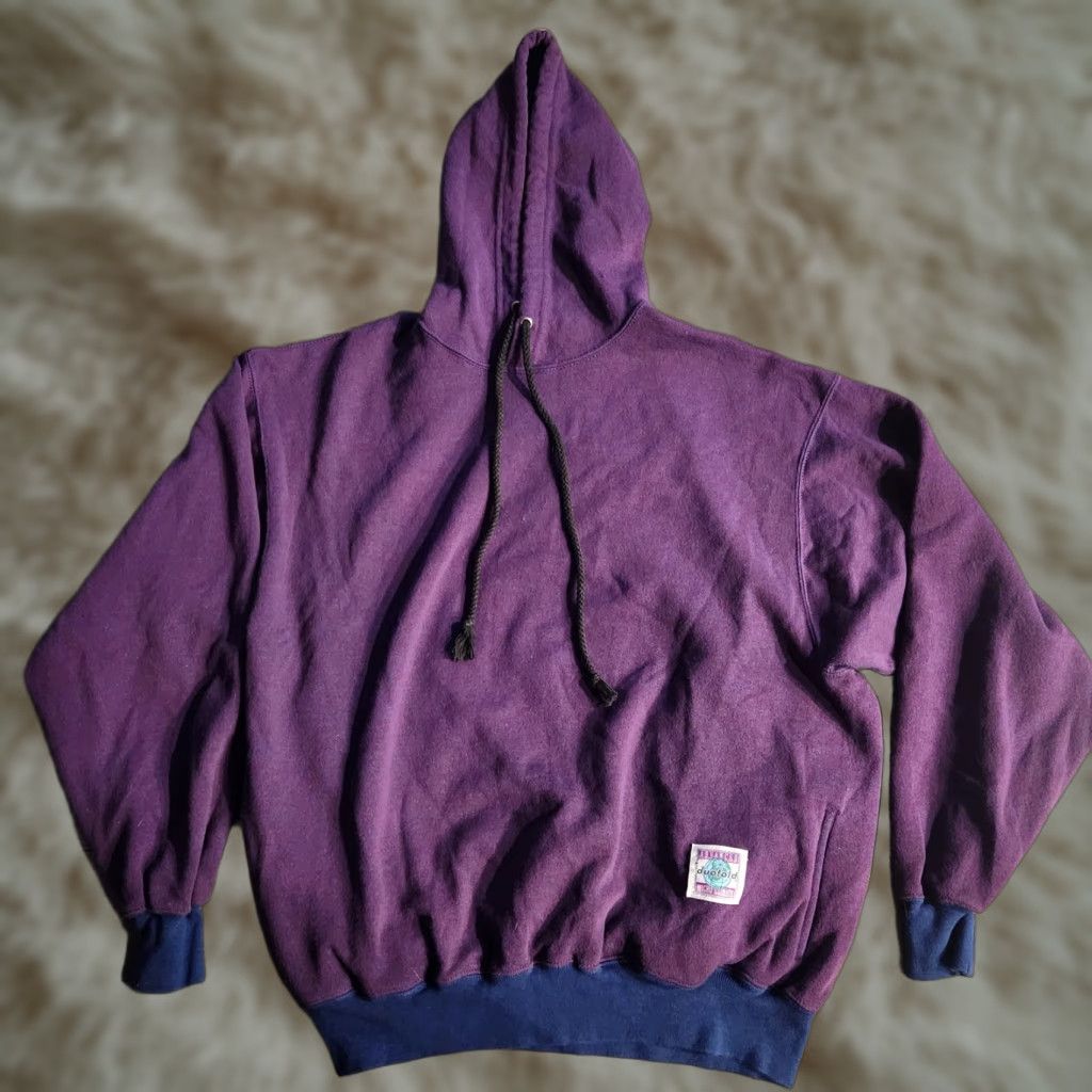 Vintage VINTAGE Duofold Hoodie Pullover Unisex Adults Size L Purple 90s Advance Micro Climate / Hooded Pockets Logo Size US L / EU 52-54 / 3 - 1 Thumbnail