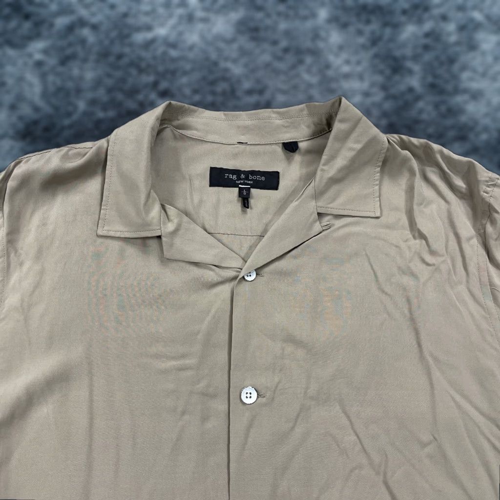 Rag & Bone Rag & Bone Shirt Mens Large Beige Loop Camp Collar Viscose Casual Button Summer Size US L / EU 52-54 / 3 - 1 Thumbnail