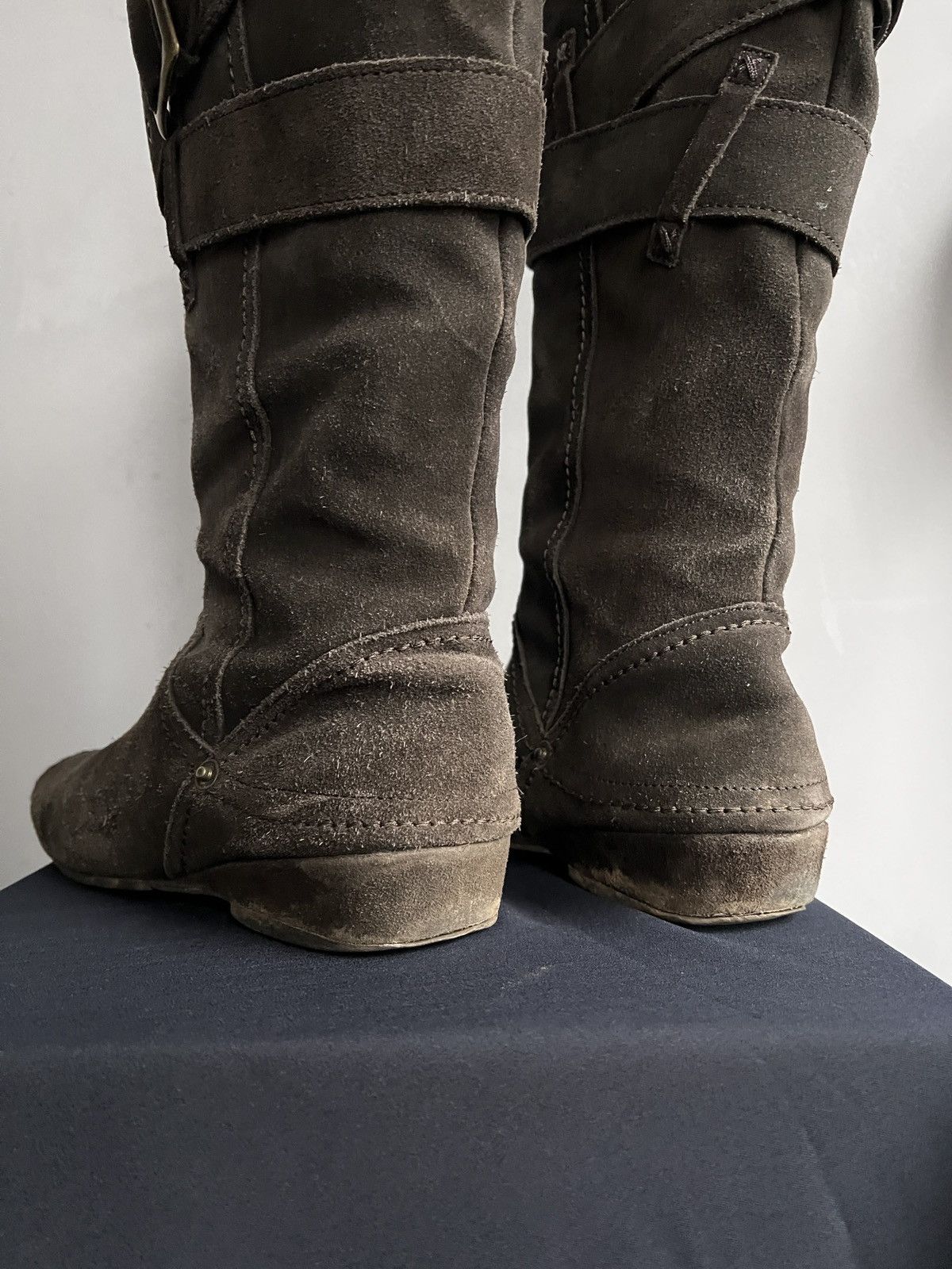 Hedi Slimane Leather suede ankle belted Maison Margiela style boots y2k Size US 7.5 / EU 40-41 - 5 Thumbnail