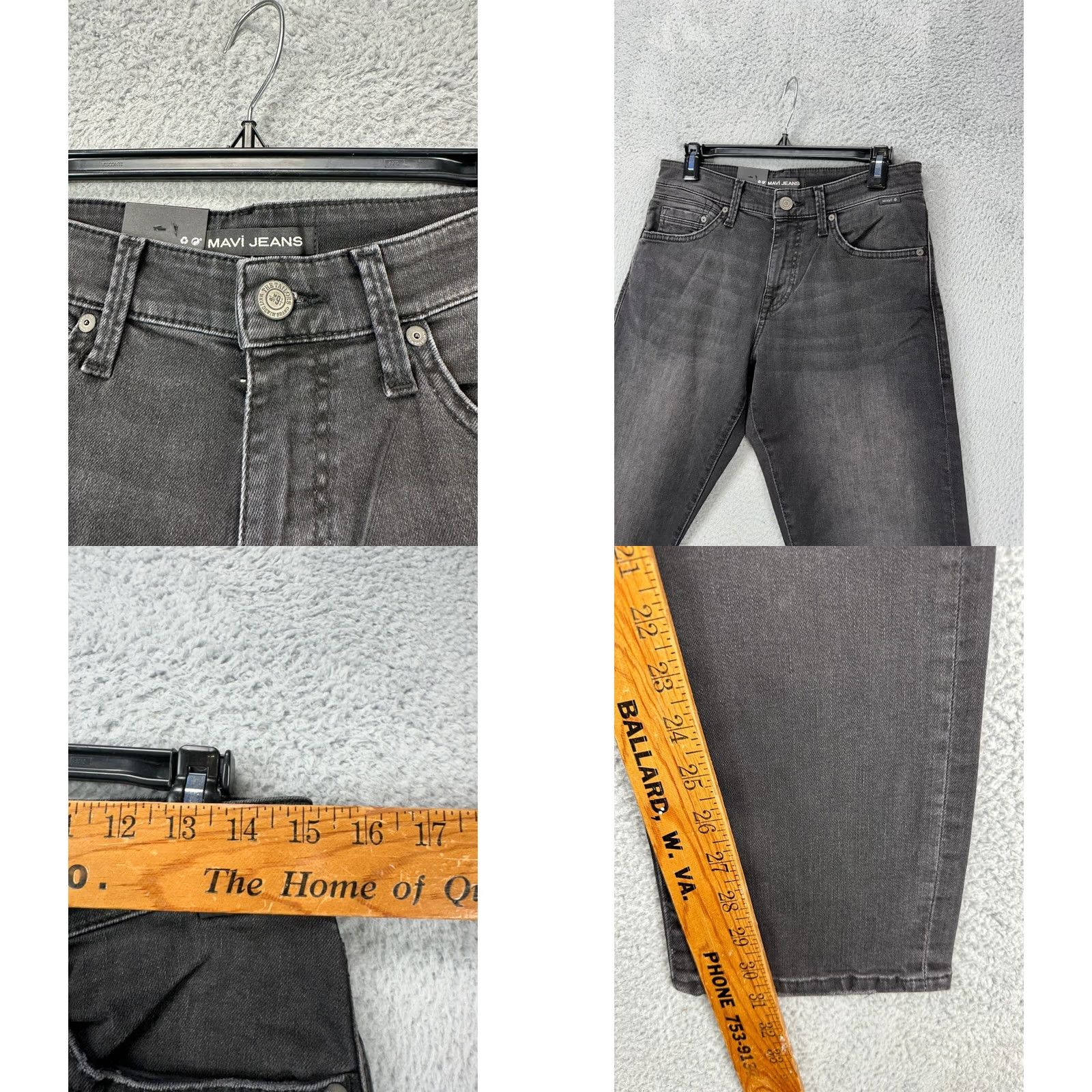 Vintage Mavi Jeans Matt Relaxed Straight Jeans Mens 29x32 Gray Charcoal Wash Pockets Stretch Denim Button Zip Rise Mid 10-12 in Size US 29 - 8 Thumbnail