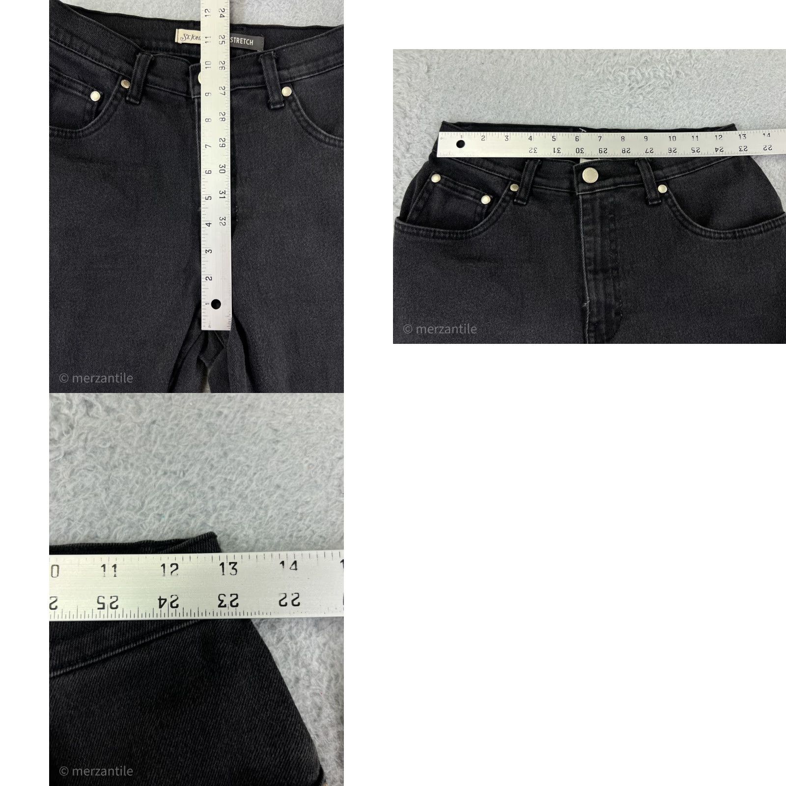 Lee Womens St. Johns Bay Pants 8P Black Denim Jeans High Rise Straight Leg Cotton Size 30" / US 8 / IT 44 - 9 Thumbnail