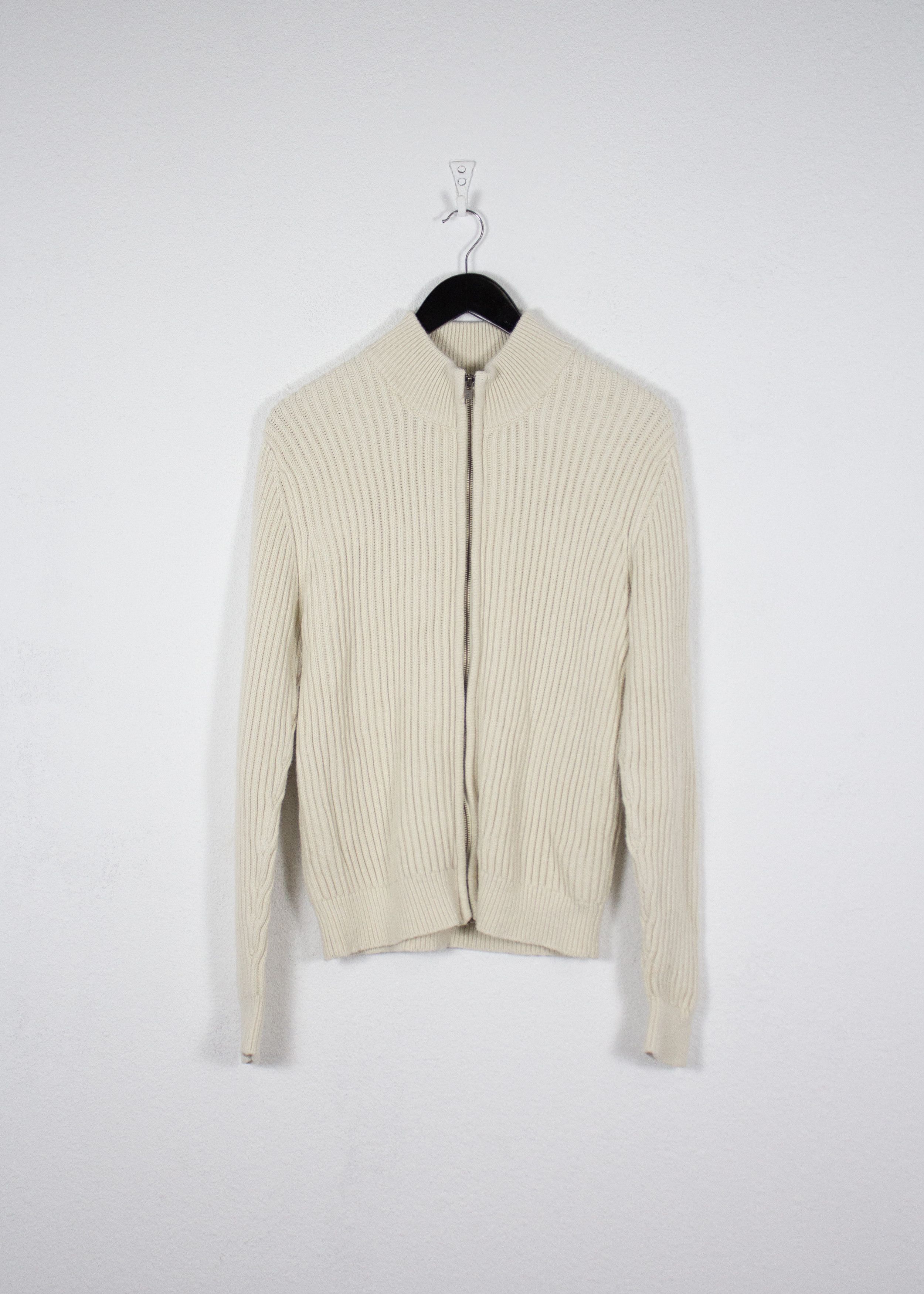 Designer × L.L. Bean × Vintage Vintage L. L. Bean Beige Zip Ribbed Sweater 90s NZ Size US L / EU 52-54 / 3 - 1 Thumbnail