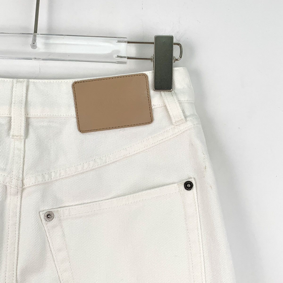 Louis Vuitton Louis Vuitton White Raw Edge Cotton Denim Mini Skirt K26WX Size 24" / US 00 / IT 34 - 5 Thumbnail