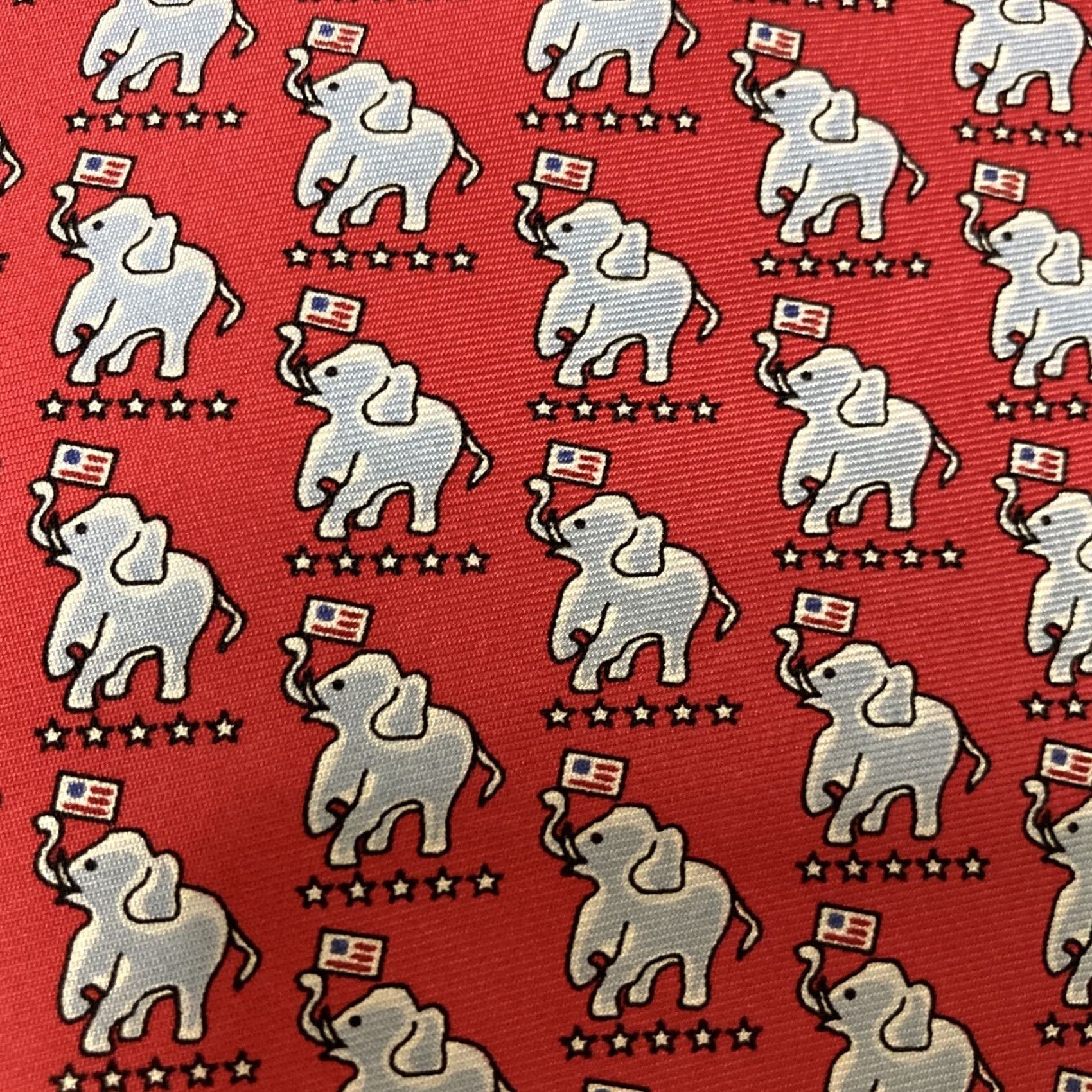 Vintage Sero Necktie Silk Red New England Classics Republican Elephants Tie Men Classic Width Size ONE SIZE - 2 Thumbnail