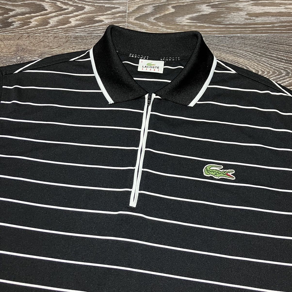 Lacoste Vintage LACOSTE Sport 1/3 Zip Black/White Striped Polo Shirt Size US L / EU 52-54 / 3 - 2 Thumbnail