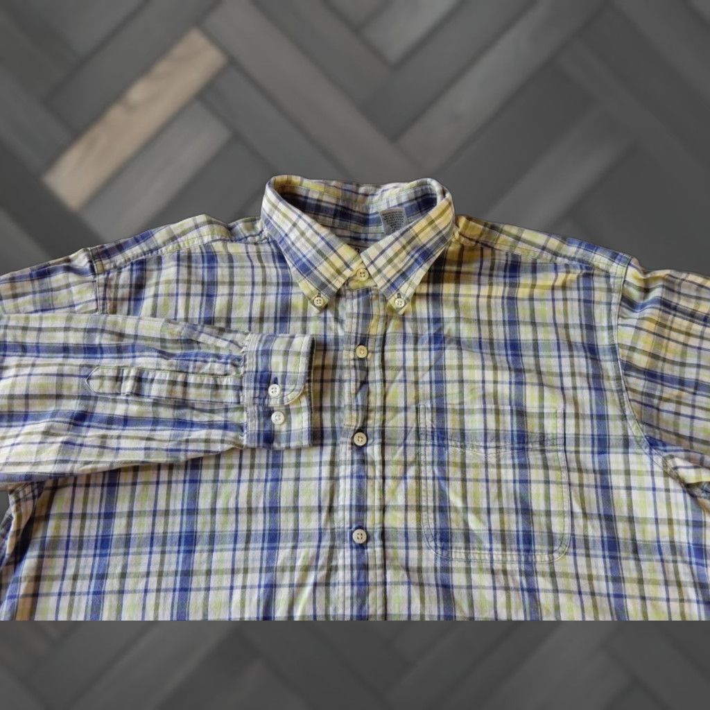 Vintage L.L. Bean Long Sleeve Button Front Plaid Shirt Adult Large Ivory Blue Green Mens Size US L / EU 52-54 / 3 - 1 Thumbnail