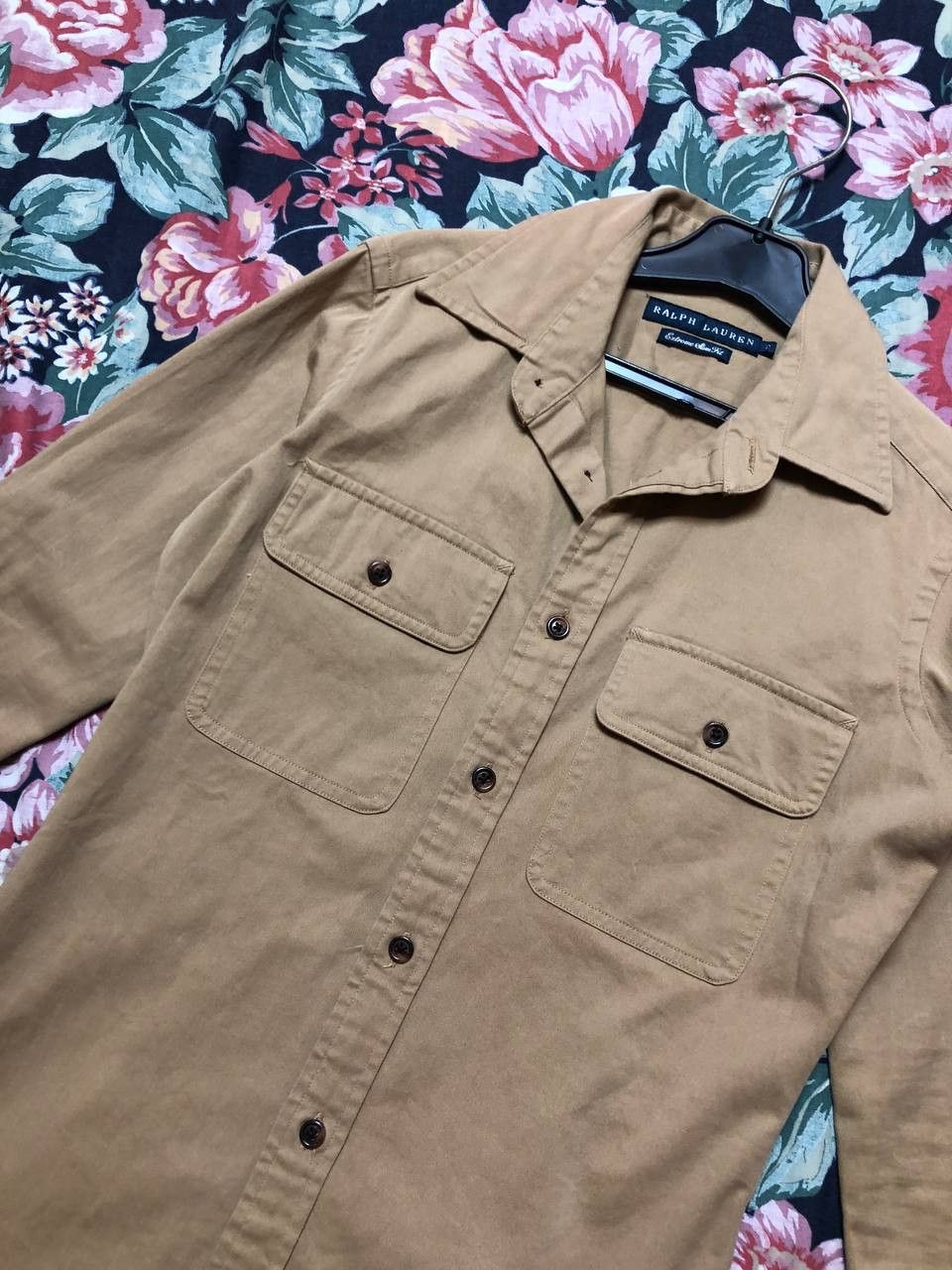 Polo Ralph Lauren Ralph Lauren Leather-Trim Twill Shirt Tan Brown Safari Size M / US 6-8 / IT 42-44 - 16 Thumbnail