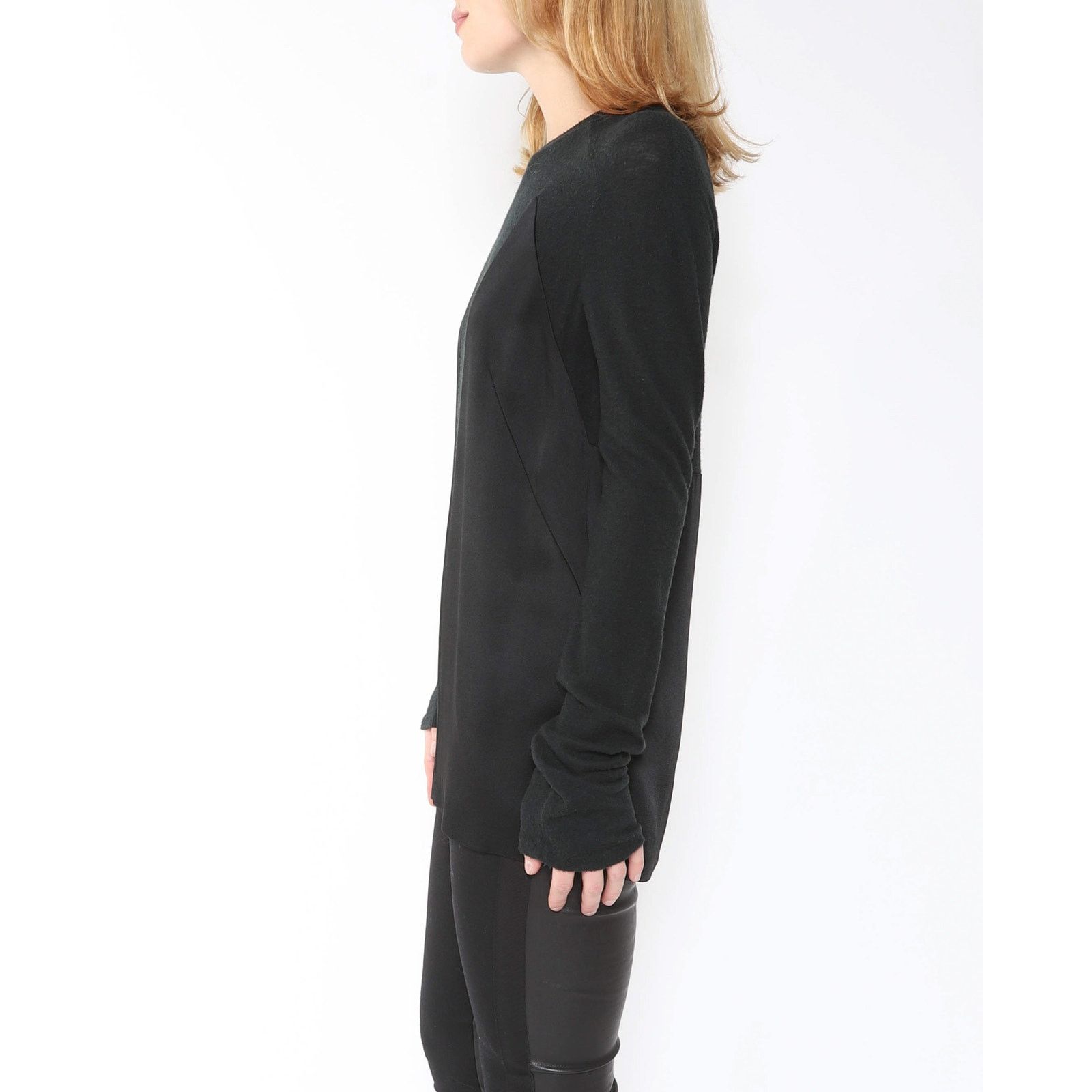 Haider Ackermann FW20 Longsleeve Top in Black Silk & Wool Size XS / US 0-2 / IT 36-38 - 3 Thumbnail