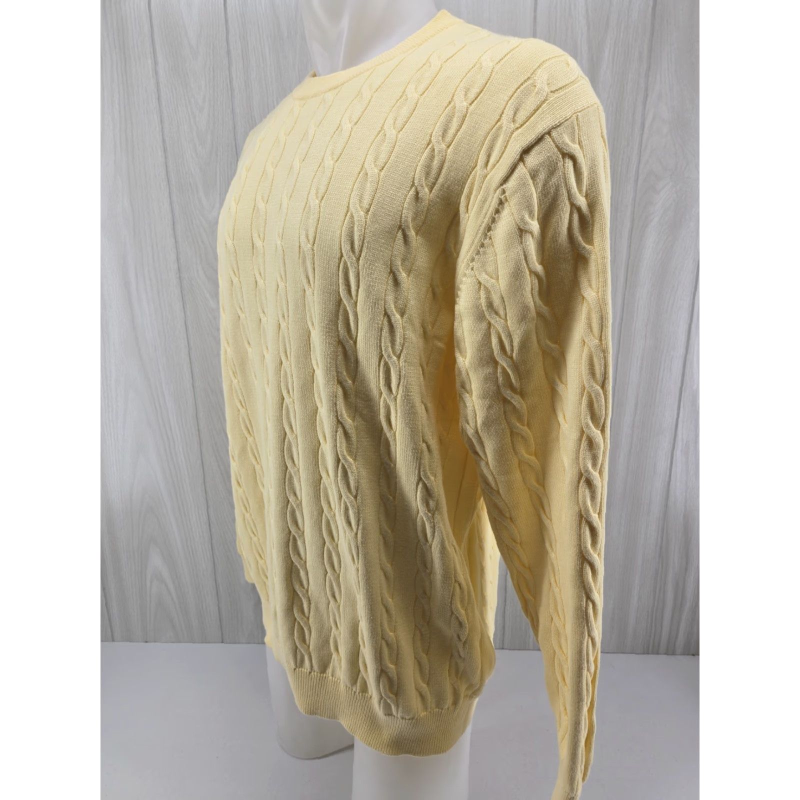 Vintage Duck Head Cable Knit Sweater Yellow Men’s XL Long Sleeve Crew Neck Pullover Size US XL / EU 56 / 4 - 3 Thumbnail