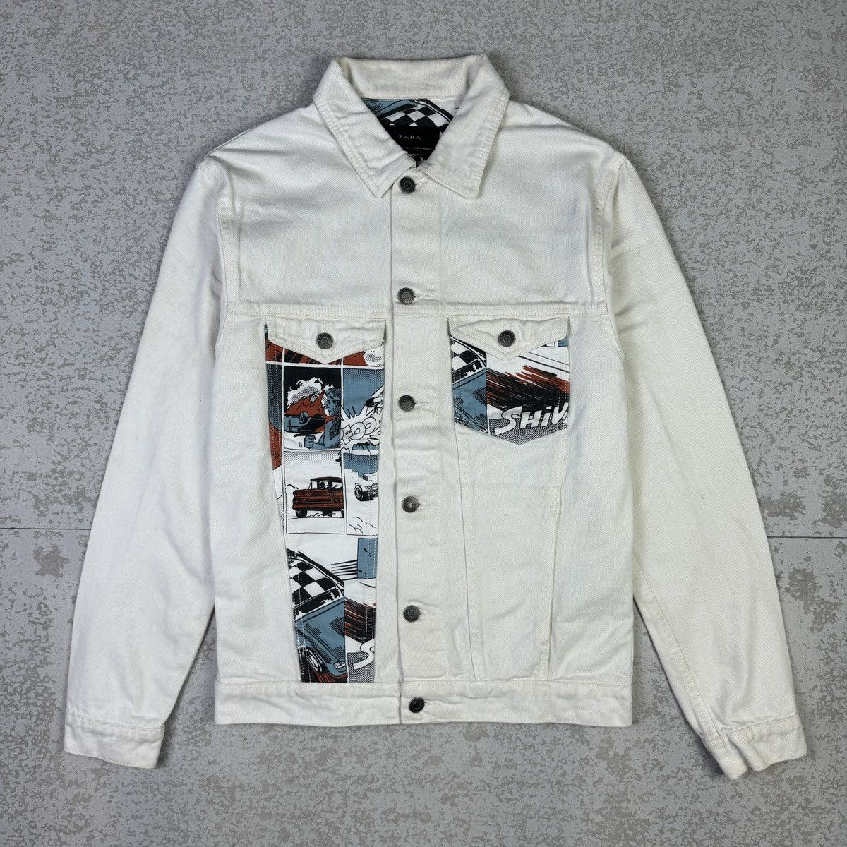 Designer × Zara Zara Race Car Comics Strip Denim Jacket Size US M / EU 48-50 / 2 - 2 Thumbnail