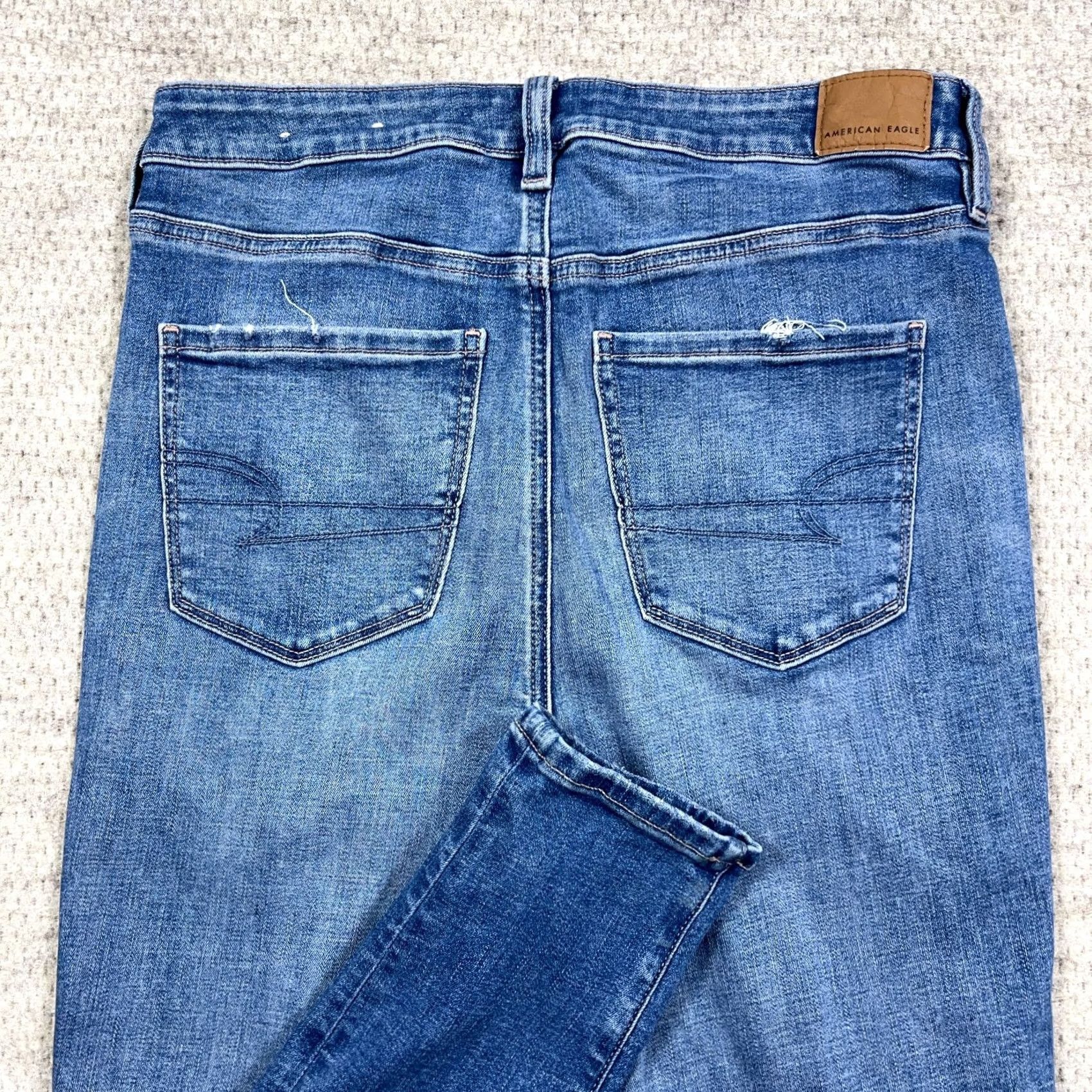 American Eagle Outfitters American Eagle Outfitters Jegging Jeans 10 Denim High Rise 5-Pocket Distressed Blue Women Jeans Mens Women? Size 32" / US 10 / IT 46 - 3 Thumbnail