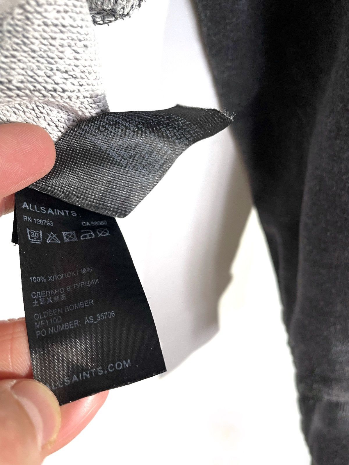 Allsaints × Designer Allsaints Men Gray Bomber Zip Sweatshirt 100% Cotton Size S Size US S / EU 44-46 / 1 - 9 Thumbnail