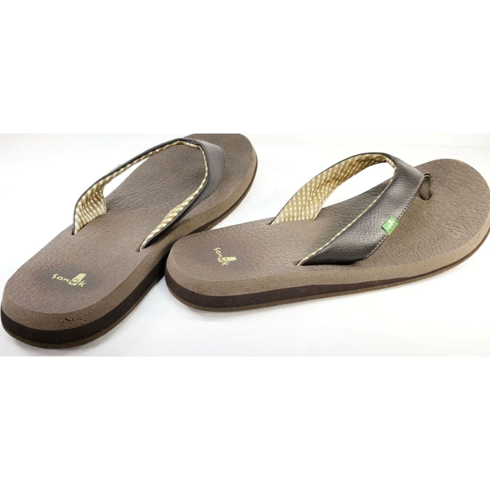 Sanuk Sanuk Women's Flip Flops Thong Sandal Size 9 Brown Leather Yoga Mat Insoles Size US 10 / IT 40 - 7 Thumbnail